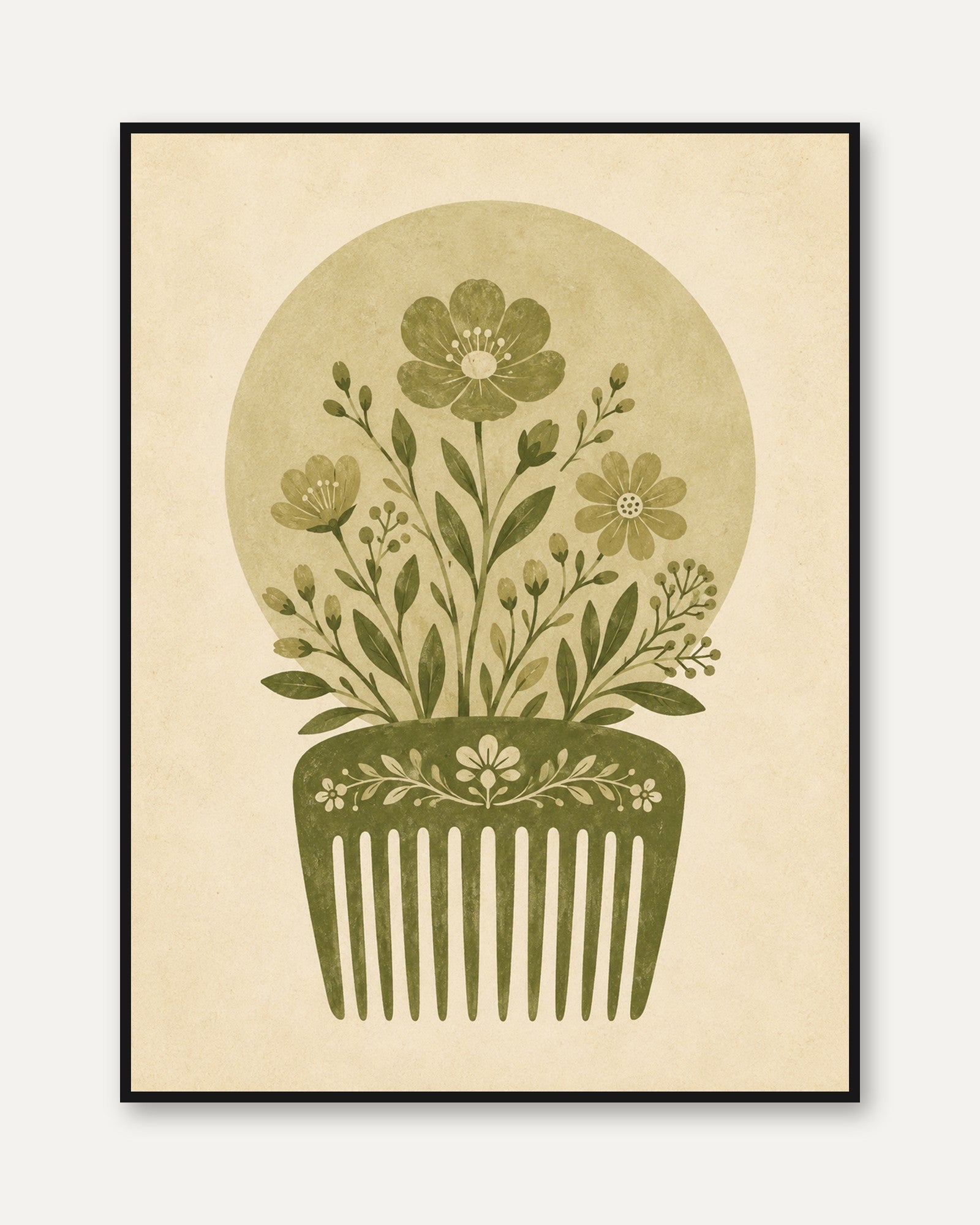 Botanical Hair Comb Print - framed
