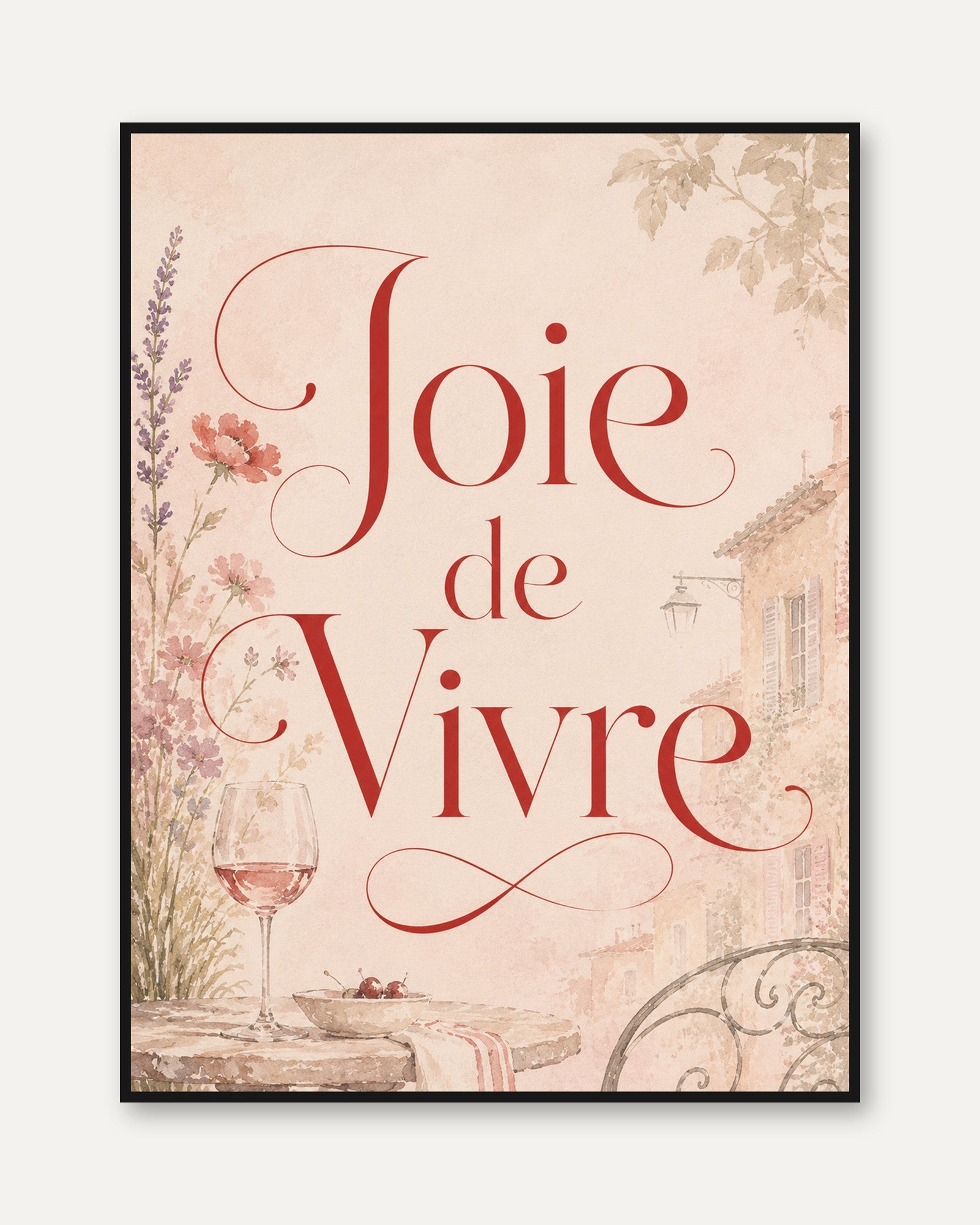 Joie de Vivre Print – French Kitchen Wall Art - framed