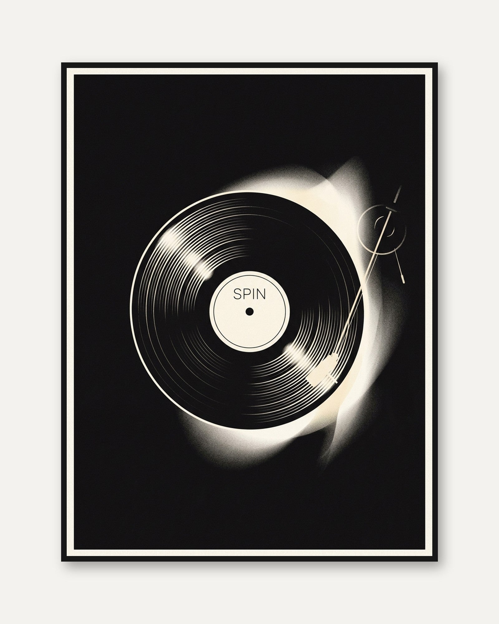 Vinyl Record Wall Art — Retro Turntable Spin Print - framed