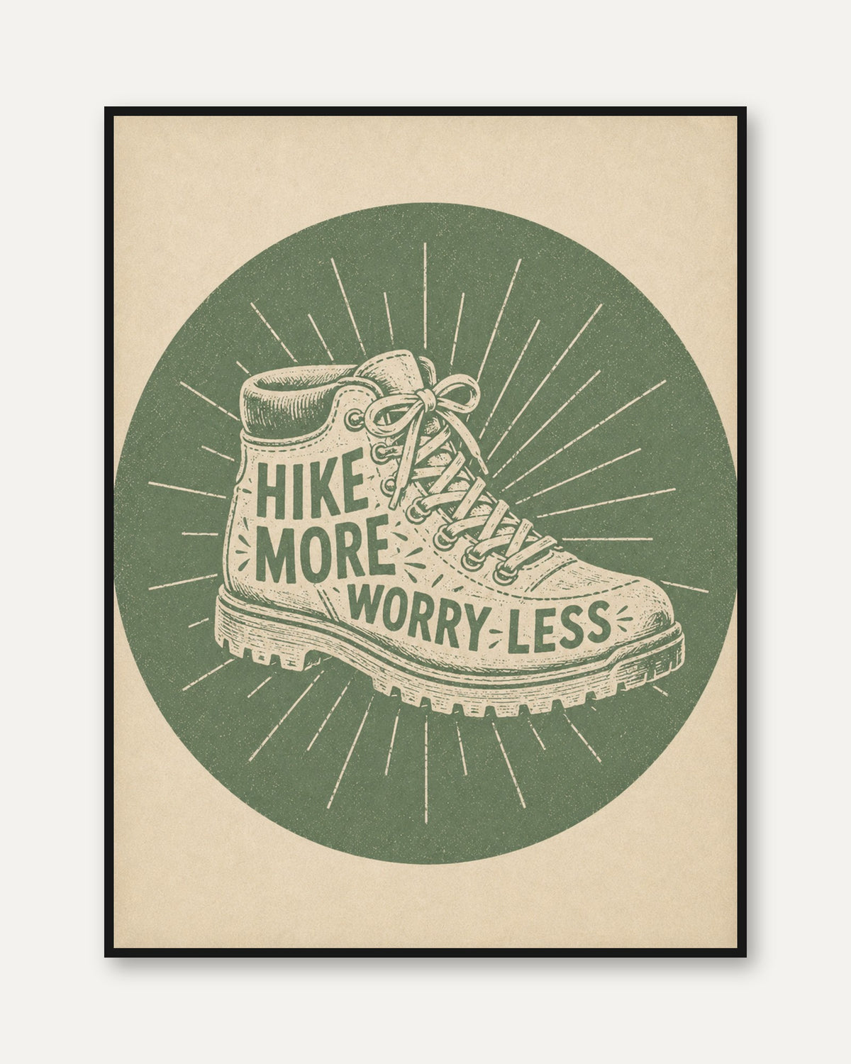 Hiking Wall Art: Vintage Motivational Print - framed