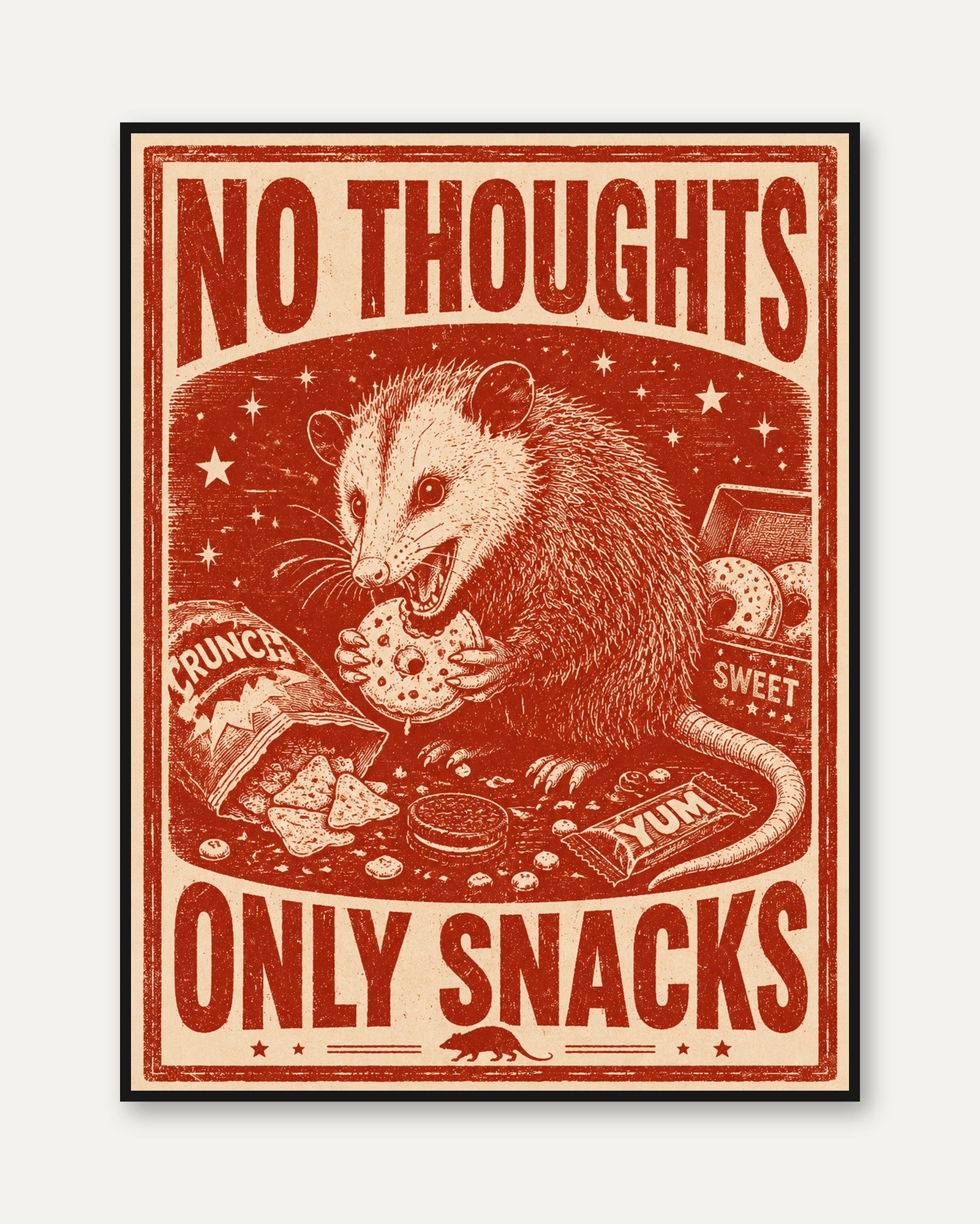 Opossum Wall Art Print: Retro Kitchen Humor - framed
