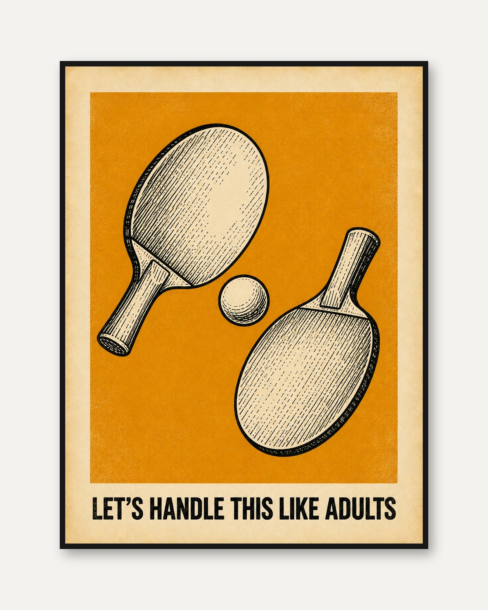 Ping Pong Wall Art – Vintage Sports Print - framed
