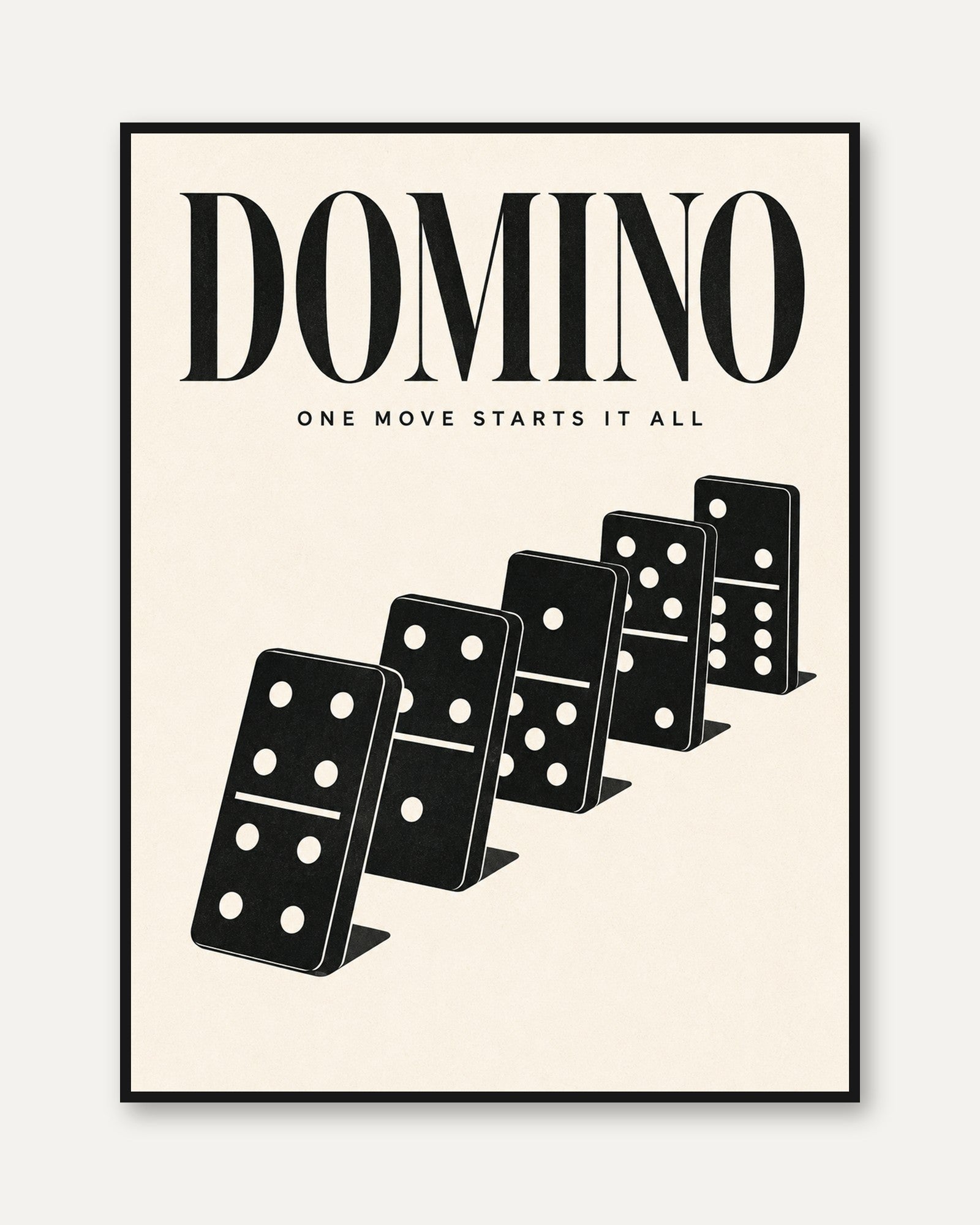 Domino Chain Poster: Vintage Mid-Century Black and Cream Art - framed