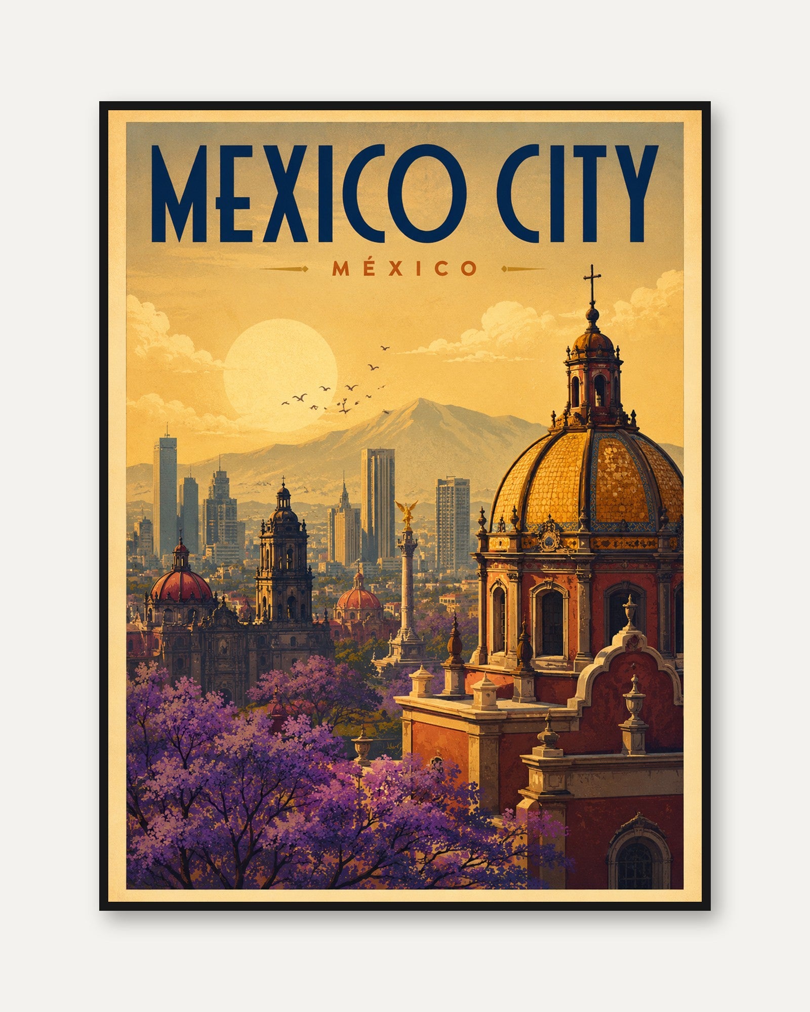 Mexico City Poster – Vintage Travel Print - framed