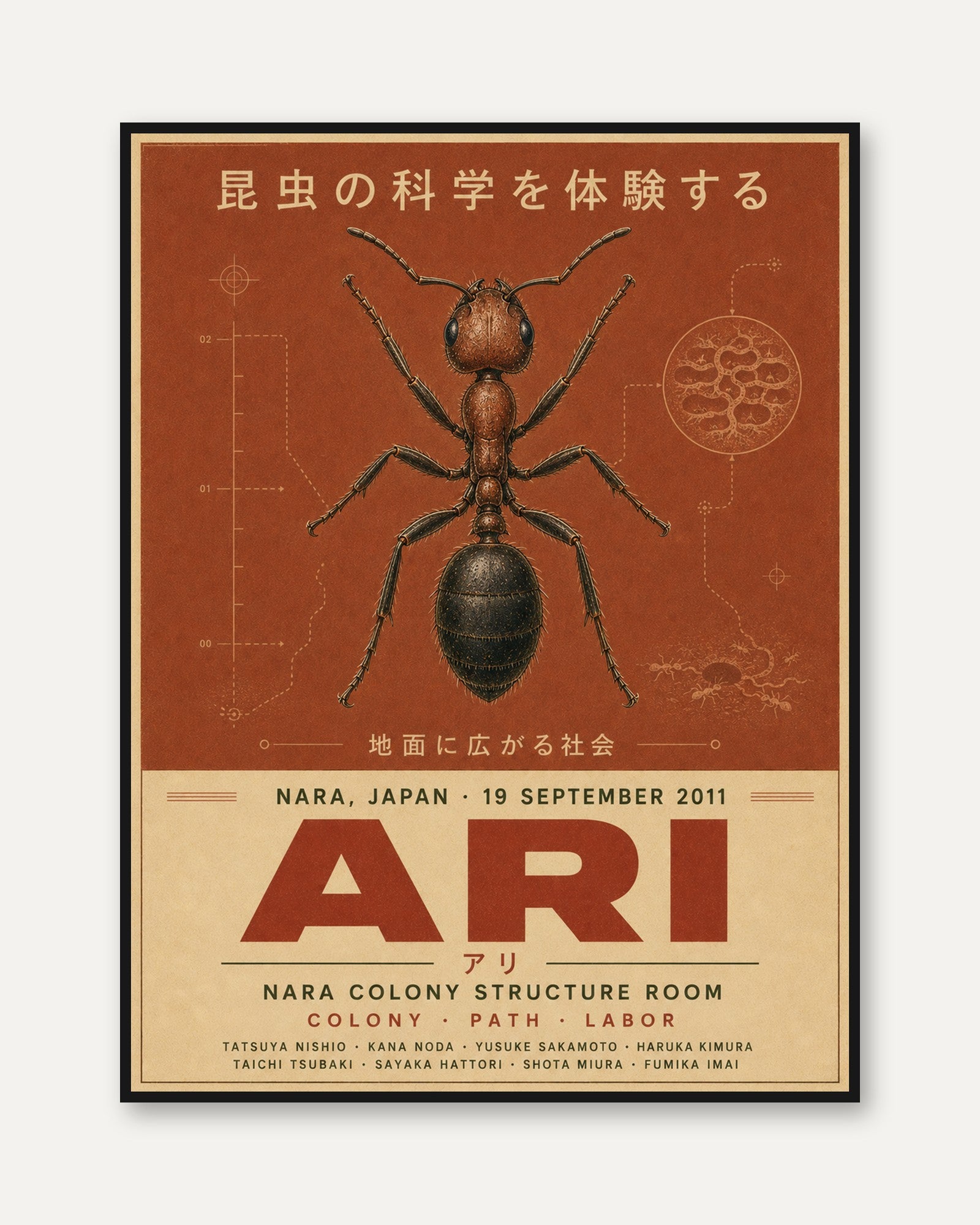 Ant Poster – Japanese Vintage Wall Art - framed