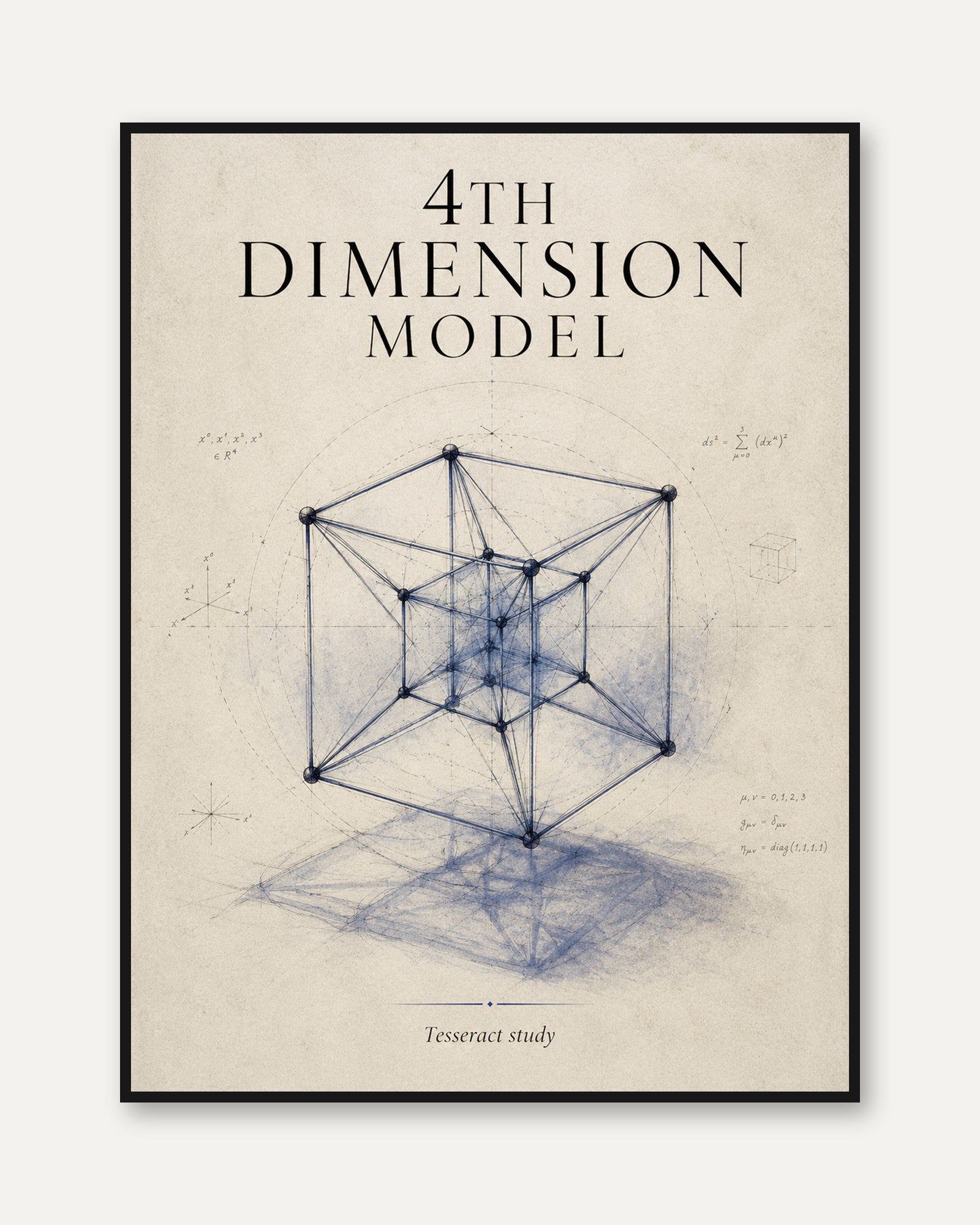 Geometry Wall Art – 4th Dimension Model Print - framed