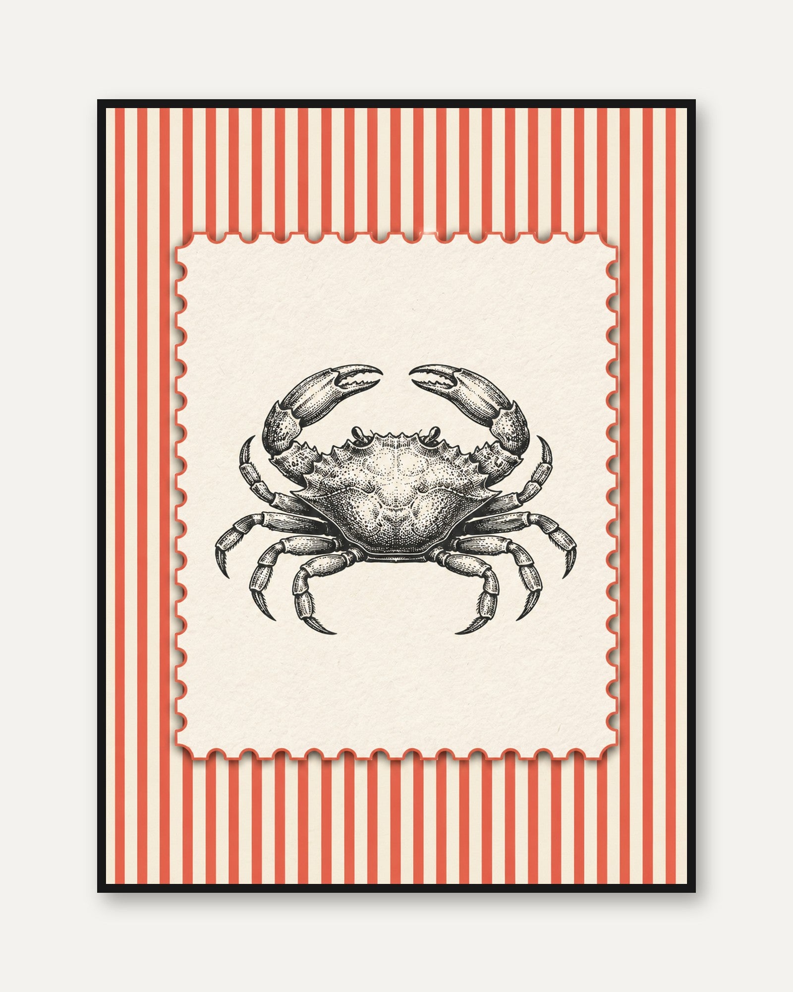 Crab Wall Art – Vintage Nautical Print - framed