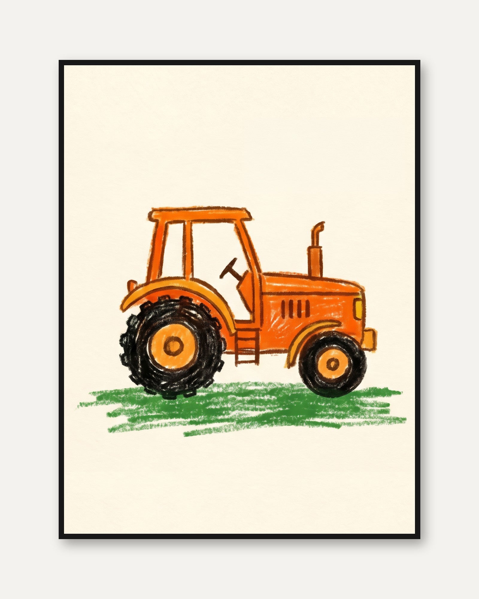 Orange Tractor Farm Nursery Art Print - framed