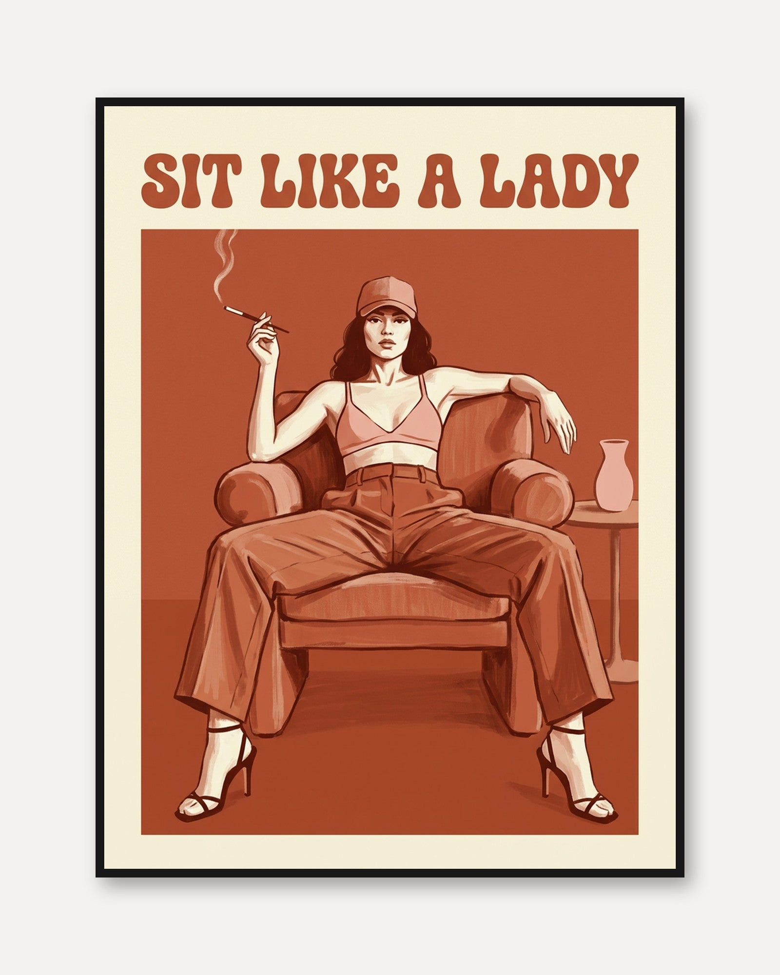 Vintage 70s Woman Print – Feminist Retro Wall Art - framed