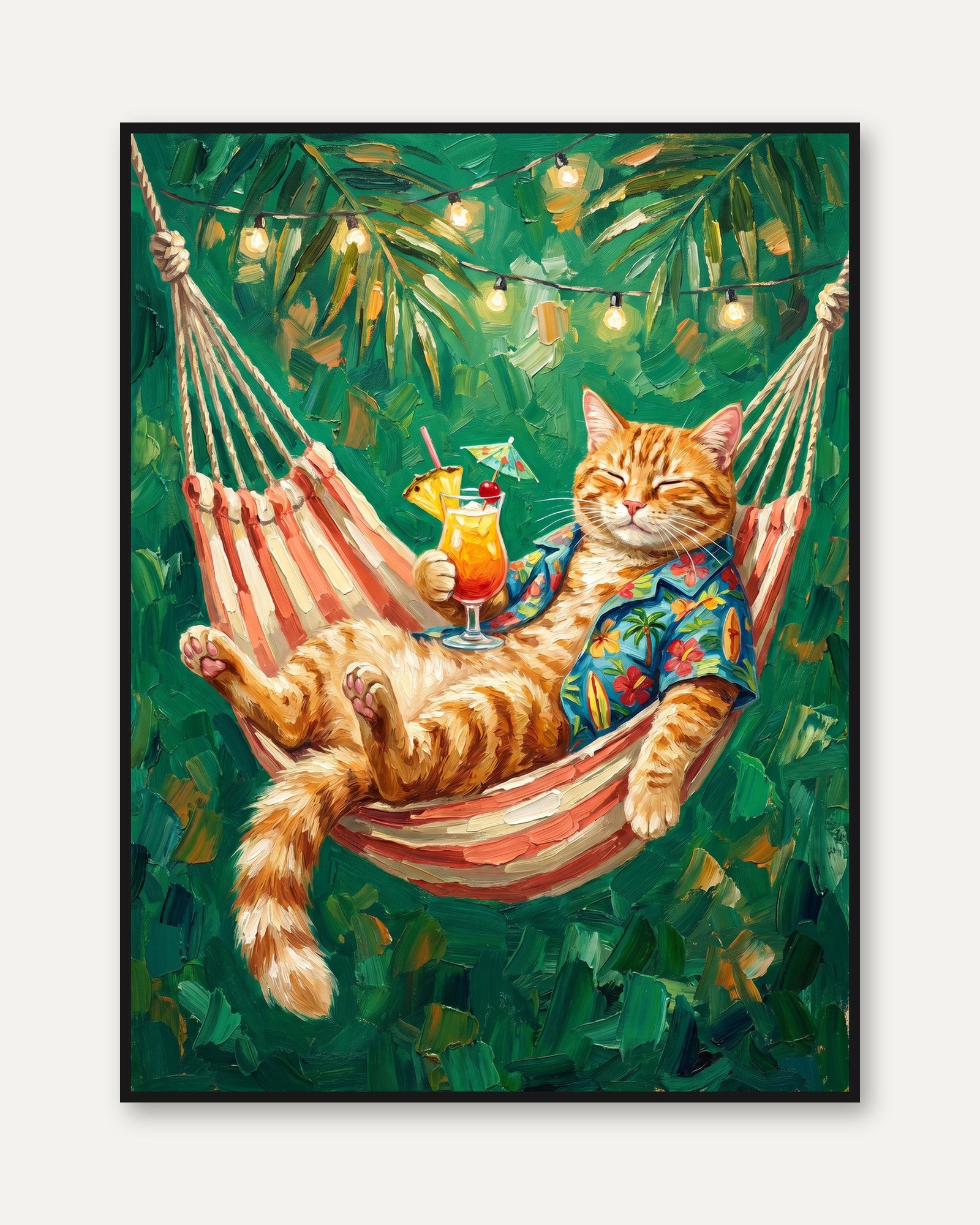 Orange Cat Hammock Print - framed