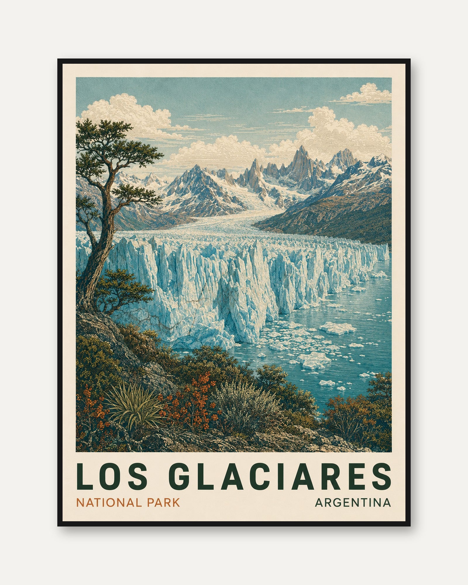 Los Glaciares Poster - framed