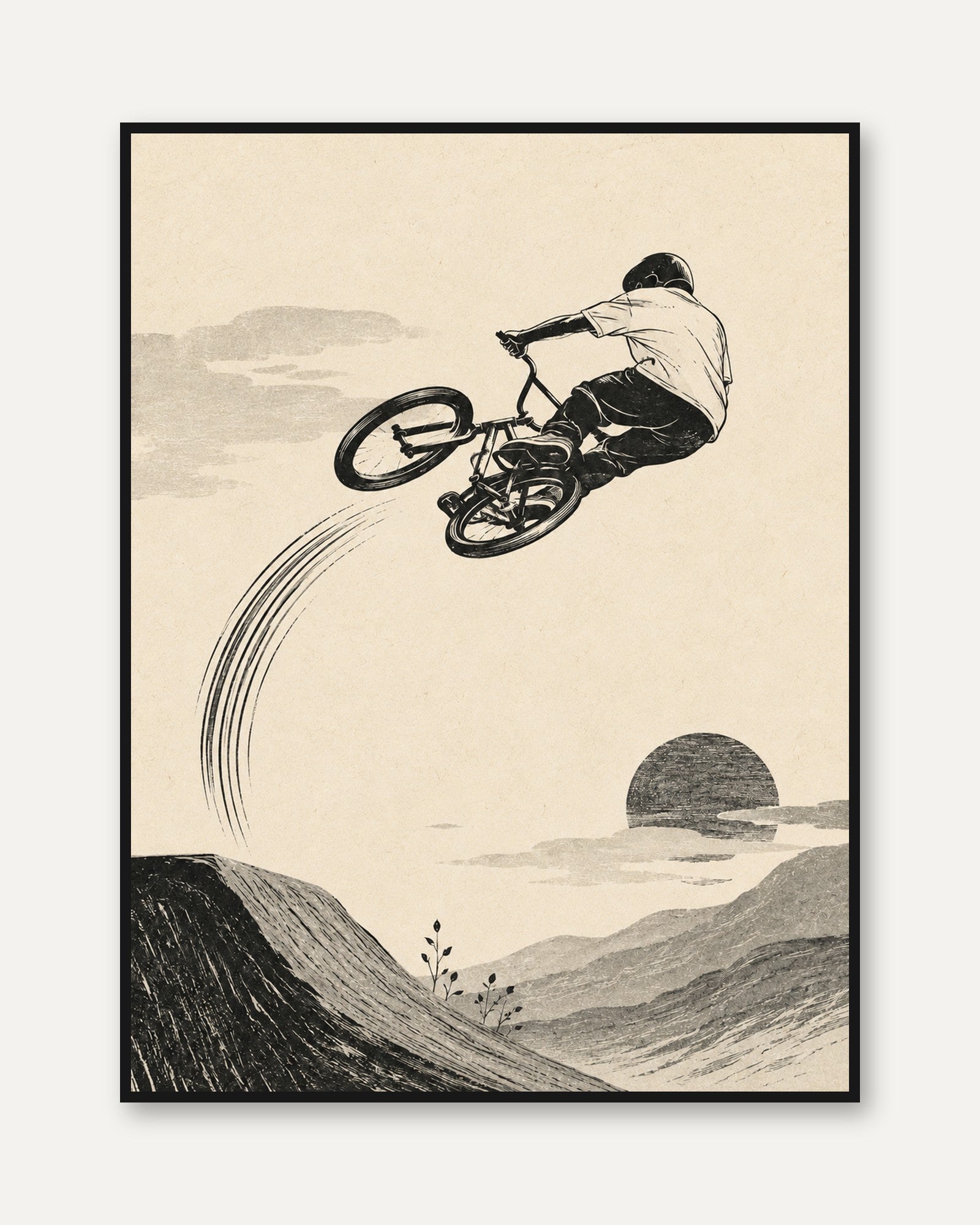 BMX Wall Art – Mountain Bike Print - framed
