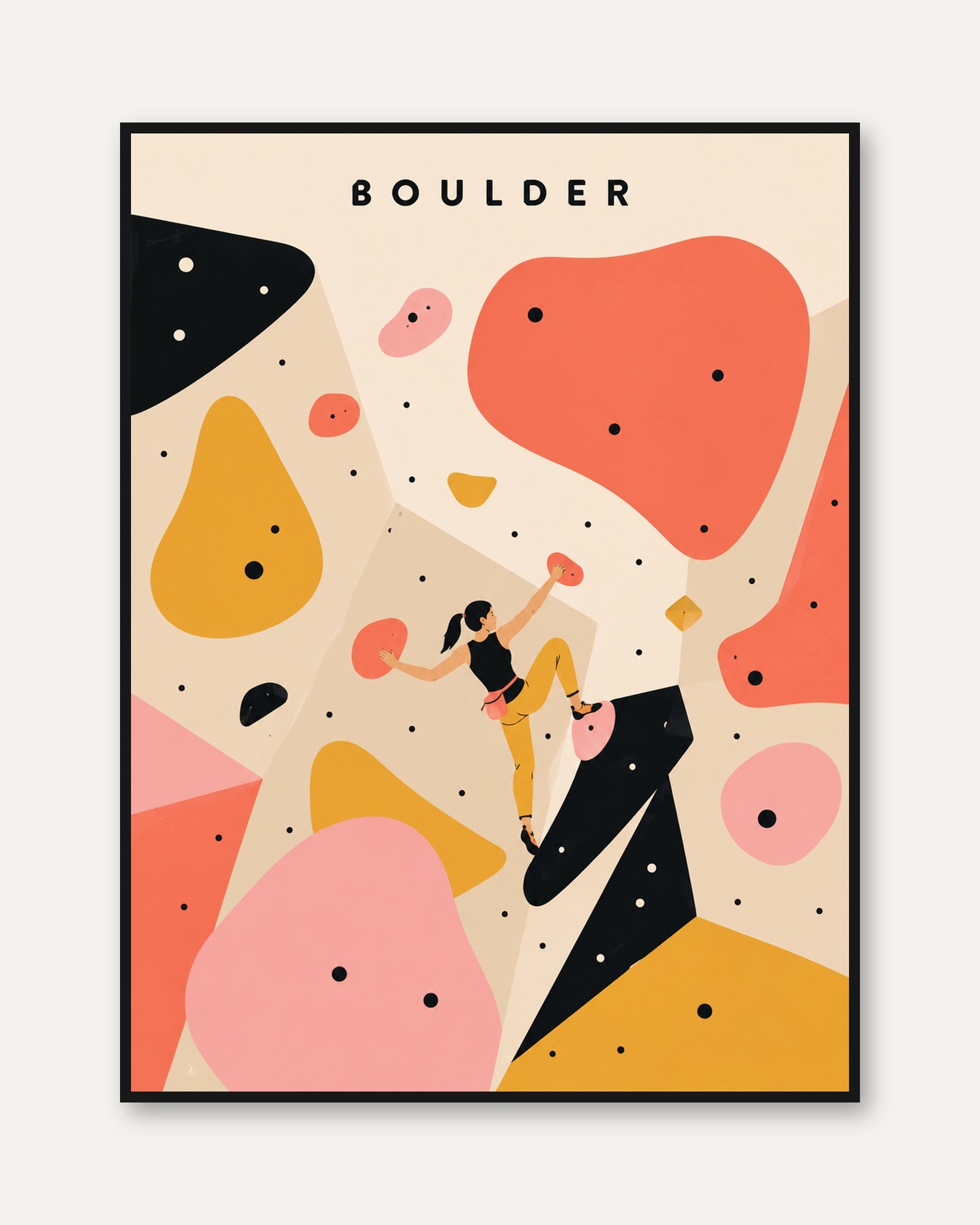 Rock Climbing Wall Art – Bouldering Print - framed