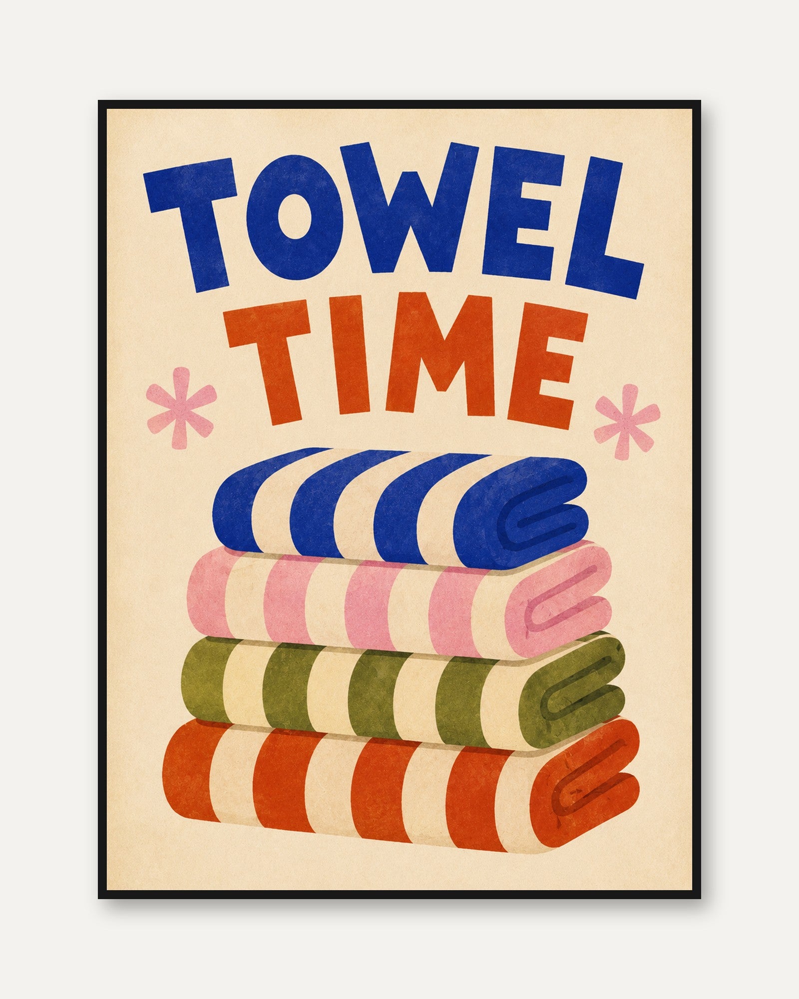 Bathroom Wall Art – Towel Time Print - framed