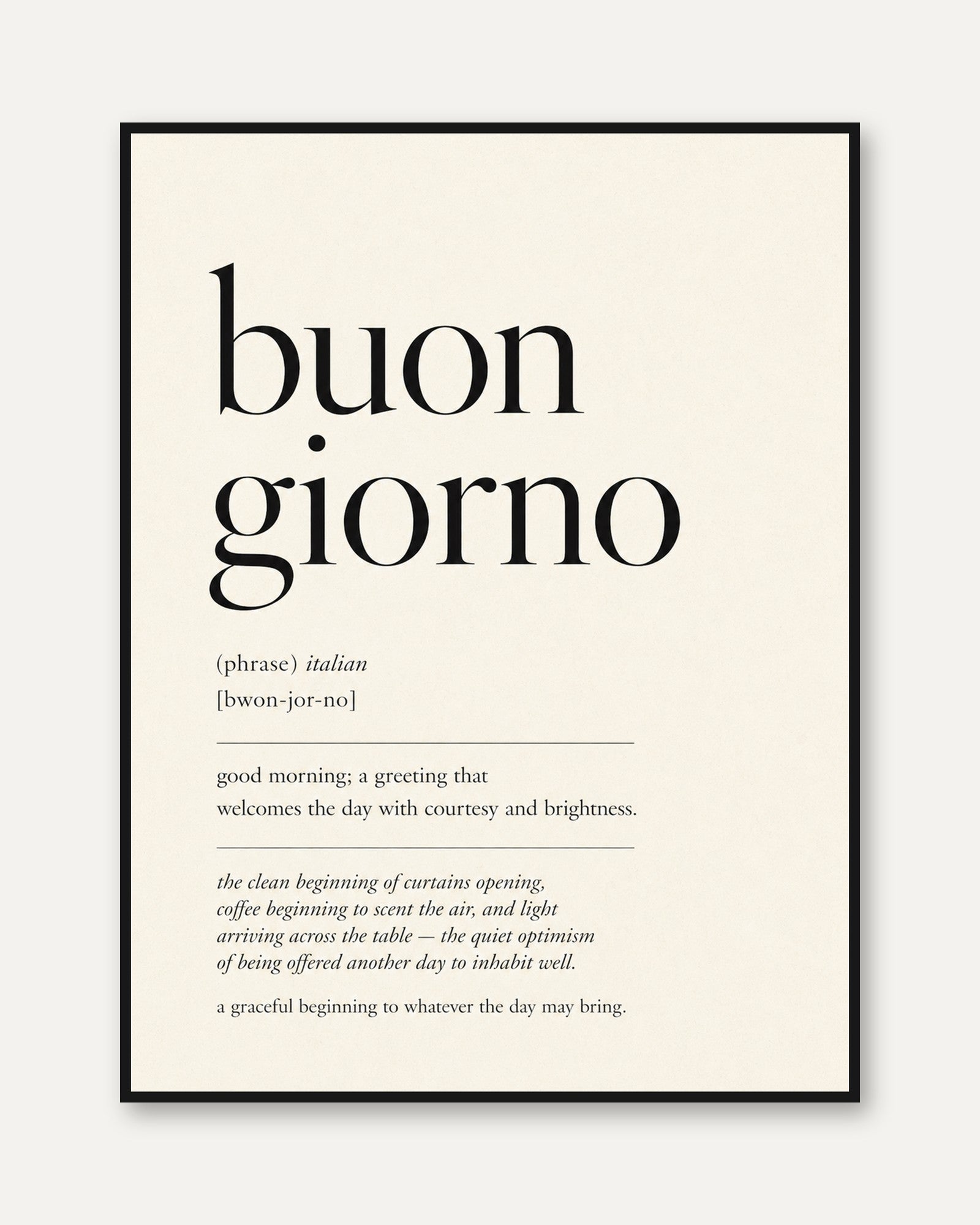 Buon Giorno Italian Print - framed