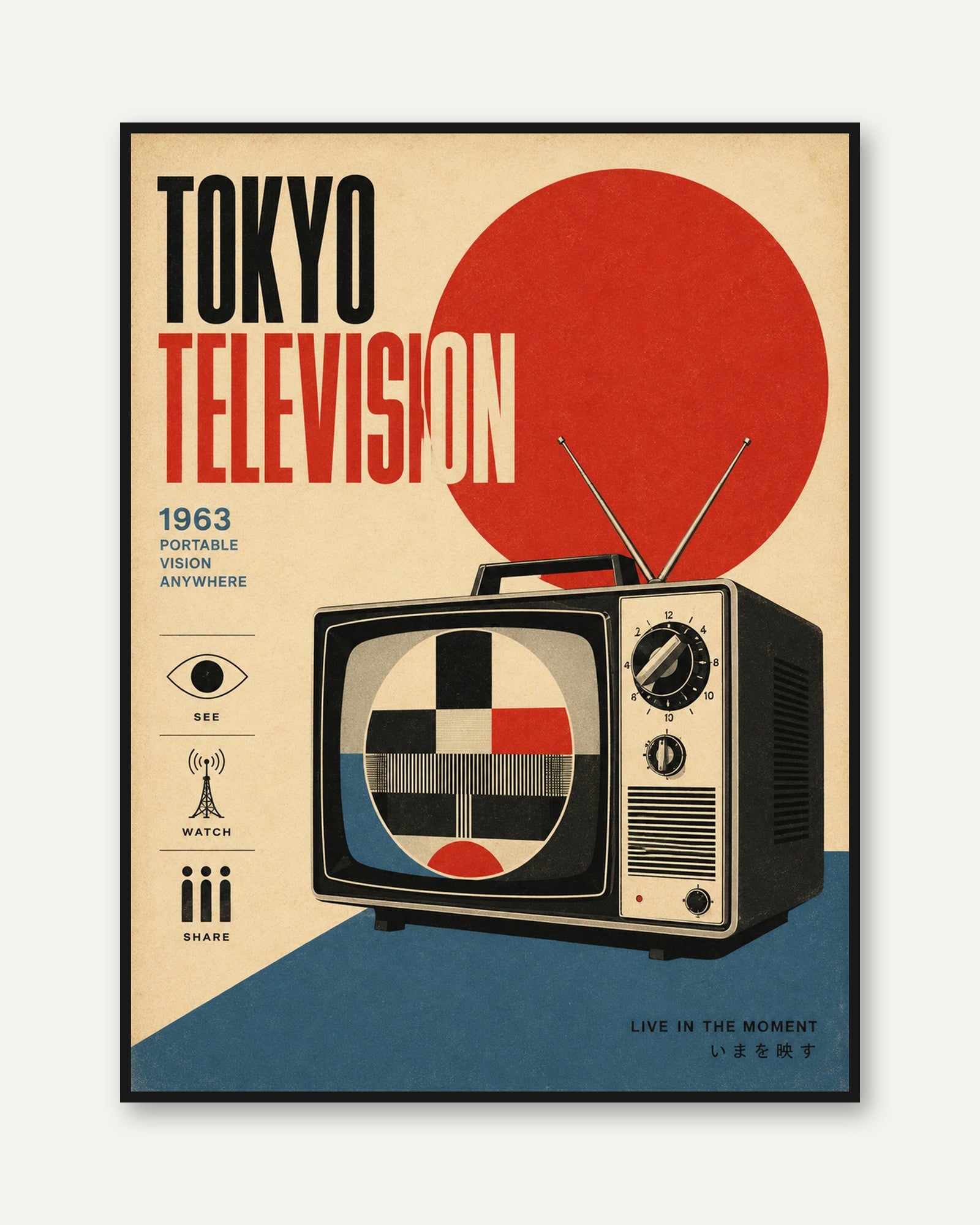 Retro TV Poster – Vintage Television Print - framed
