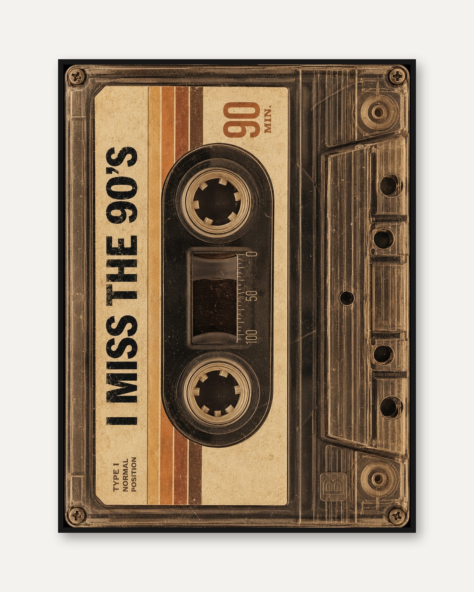 90s Nostalgia Cassette Tape Print - framed