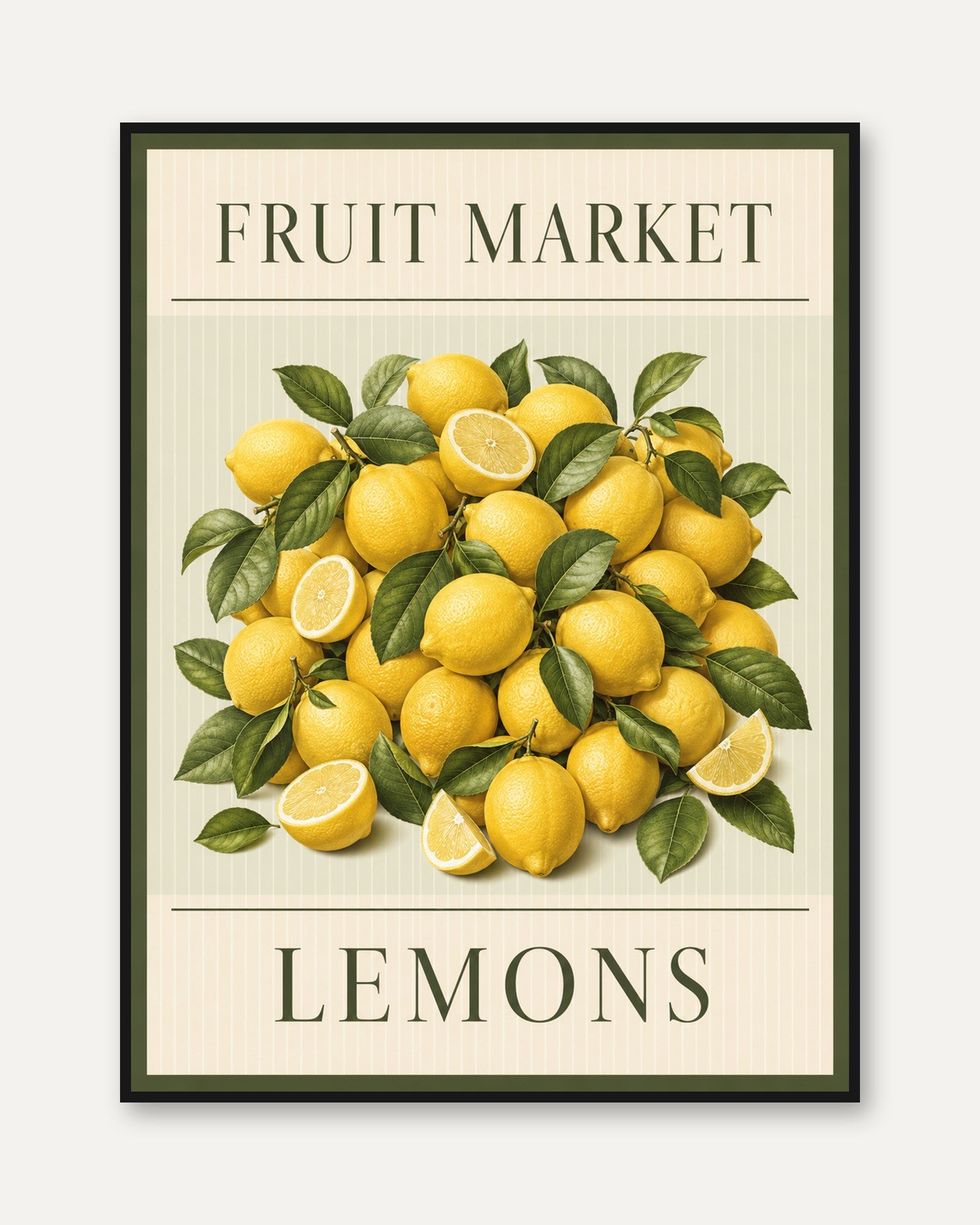 Lemon Kitchen Wall Art – Fruit Market Poster - framed