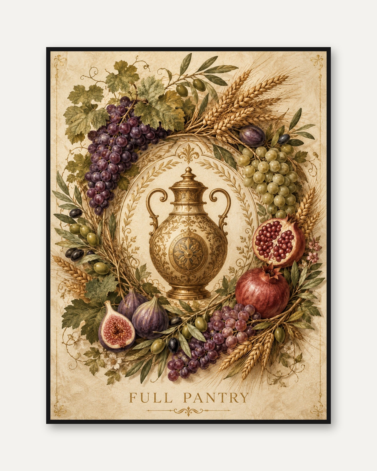 Vintage Kitchen Wall Art – Full Pantry Print - framed