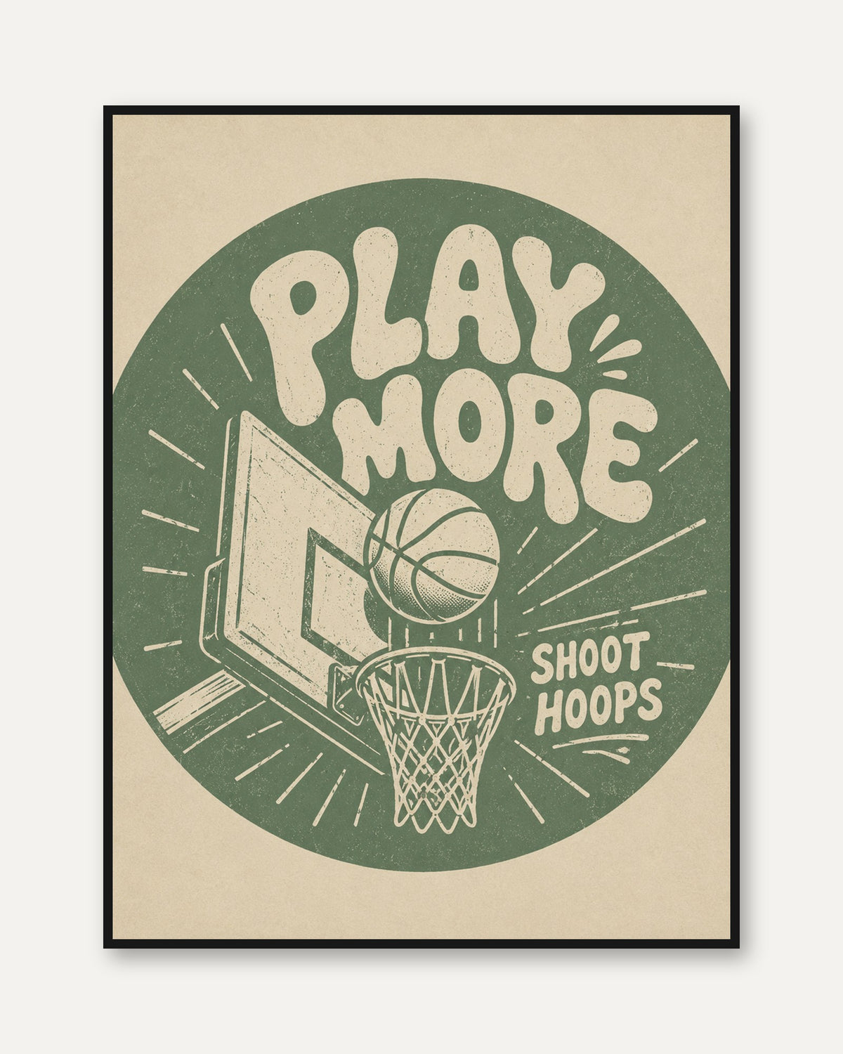 Vintage Basketball Poster - framed