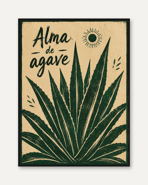 Alma De Agave Poster: Vintage Botanical Illustration Art Print - framed