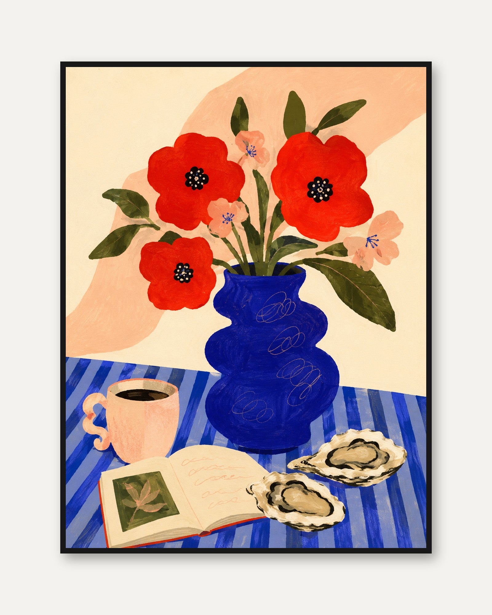 Still Life Wall Art – Red Poppy Print - framed