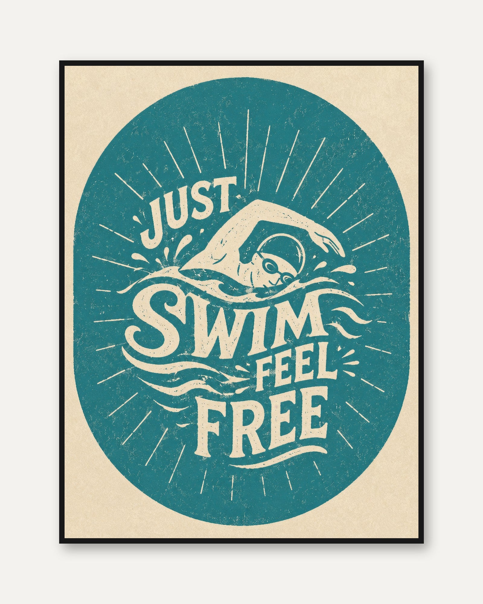 Just Swim Retro Print - framed