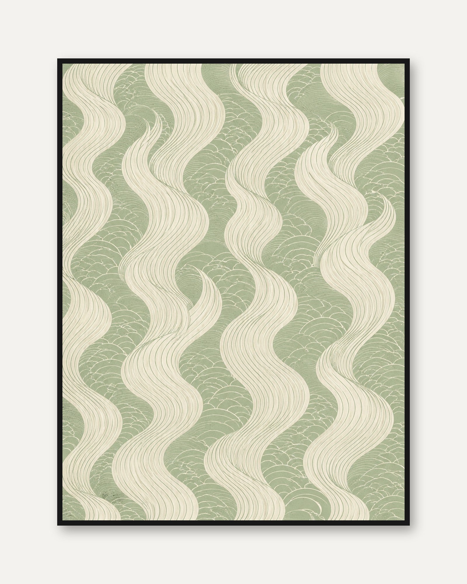 Coastal Japanese Wave Wall Art - framed
