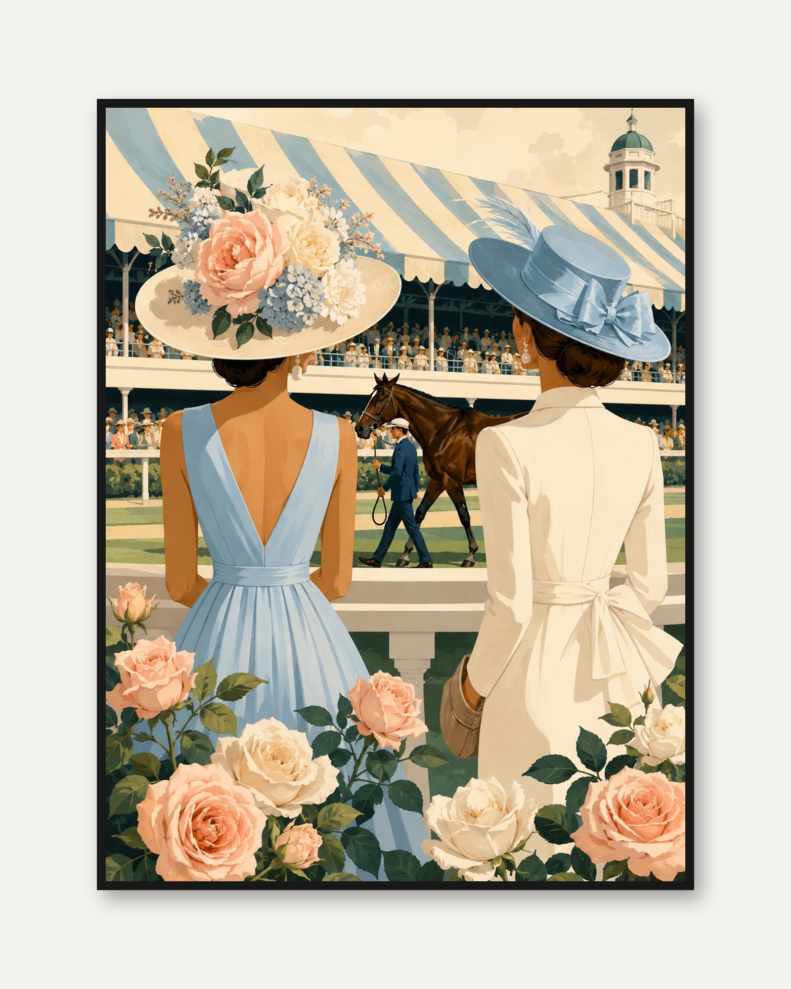 Kentucky Derby Wall Art: Elegant Floral Hats - framed