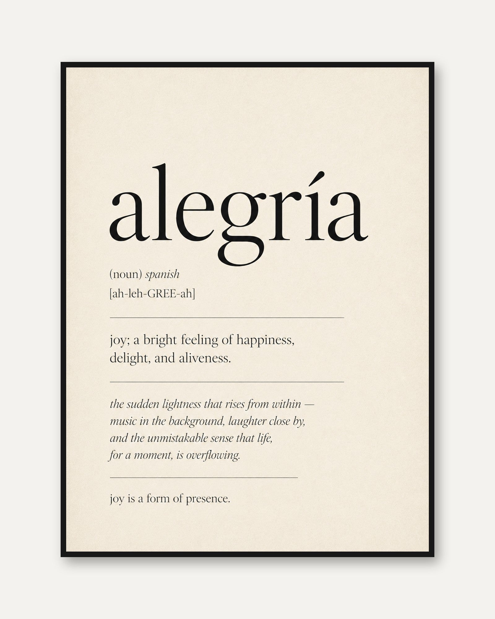 Alegría Typography Print - framed