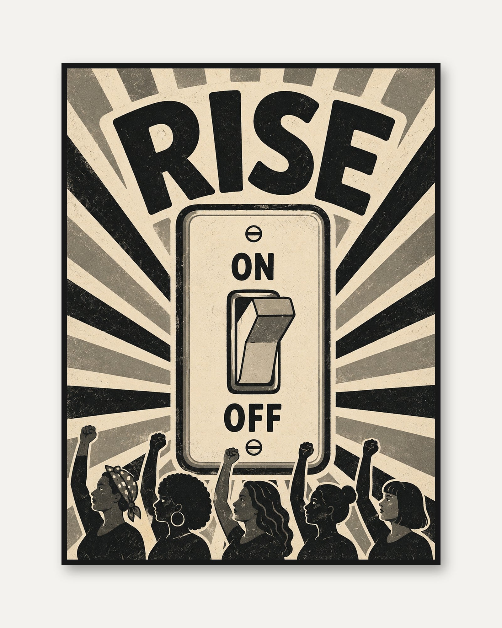 Rise Up Protest Poster: Vintage Propaganda Style Wall Art - framed
