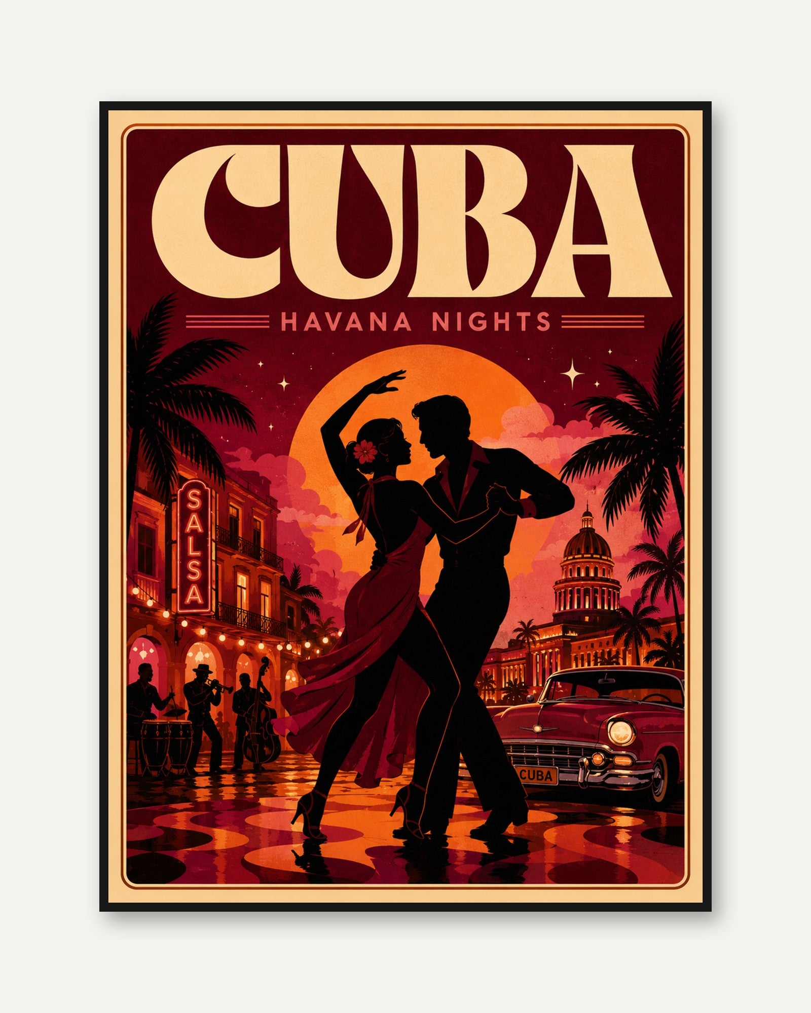 Cuba Travel Poster – Havana Wall Art - framed