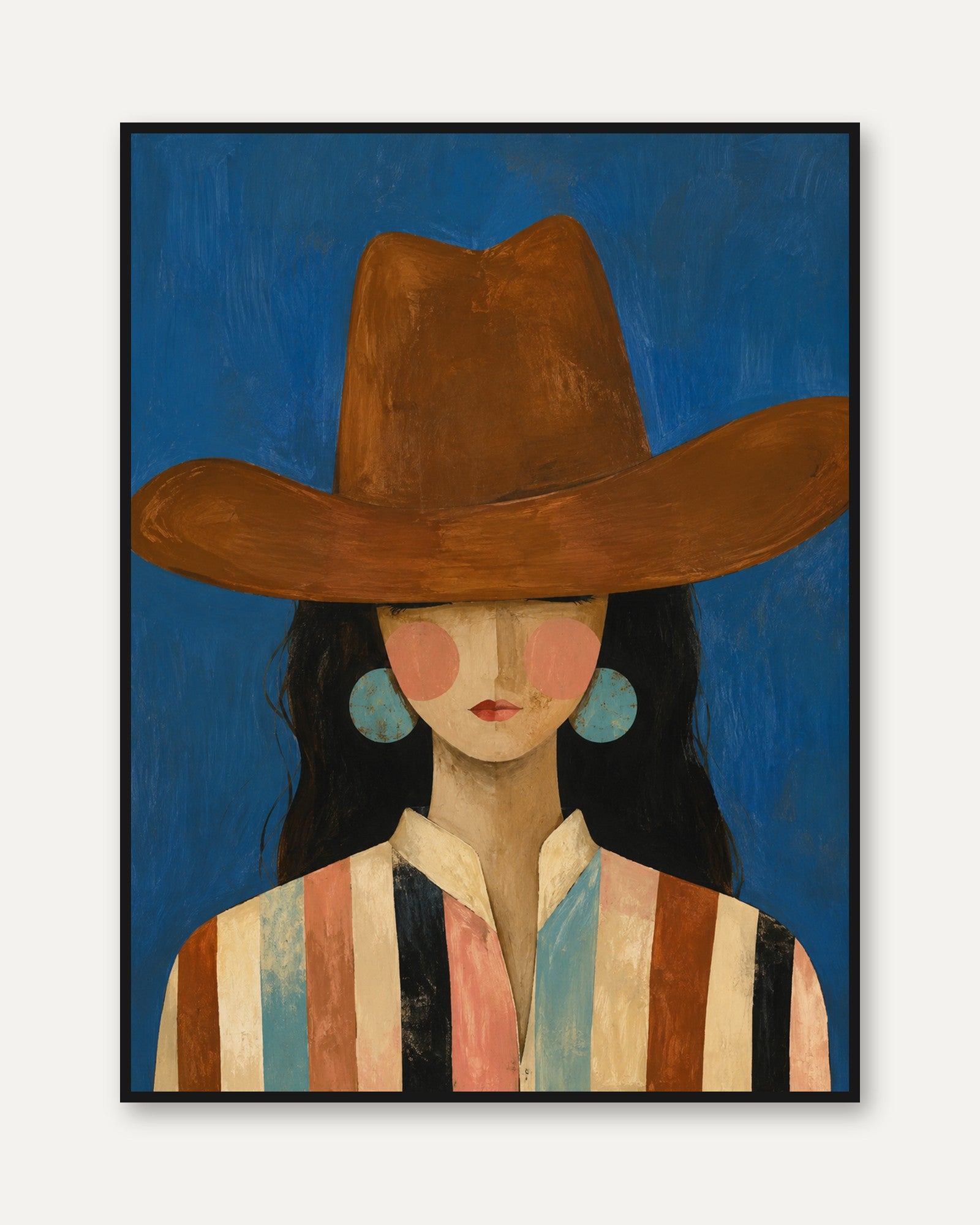Cowgirl Wall Art – Western Portrait Print - framed