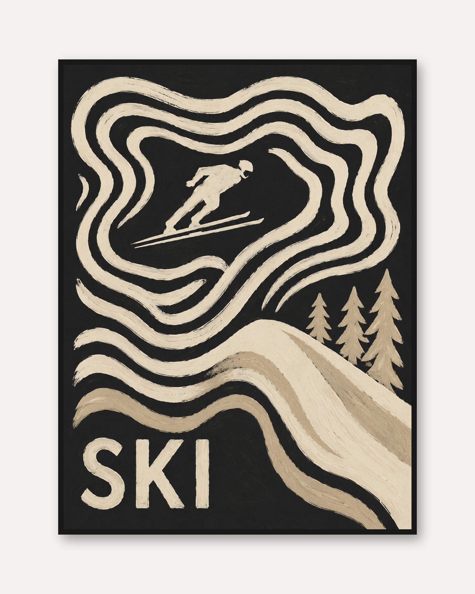 Vintage Ski Poster – Retro Winter Sports Wall Art - framed