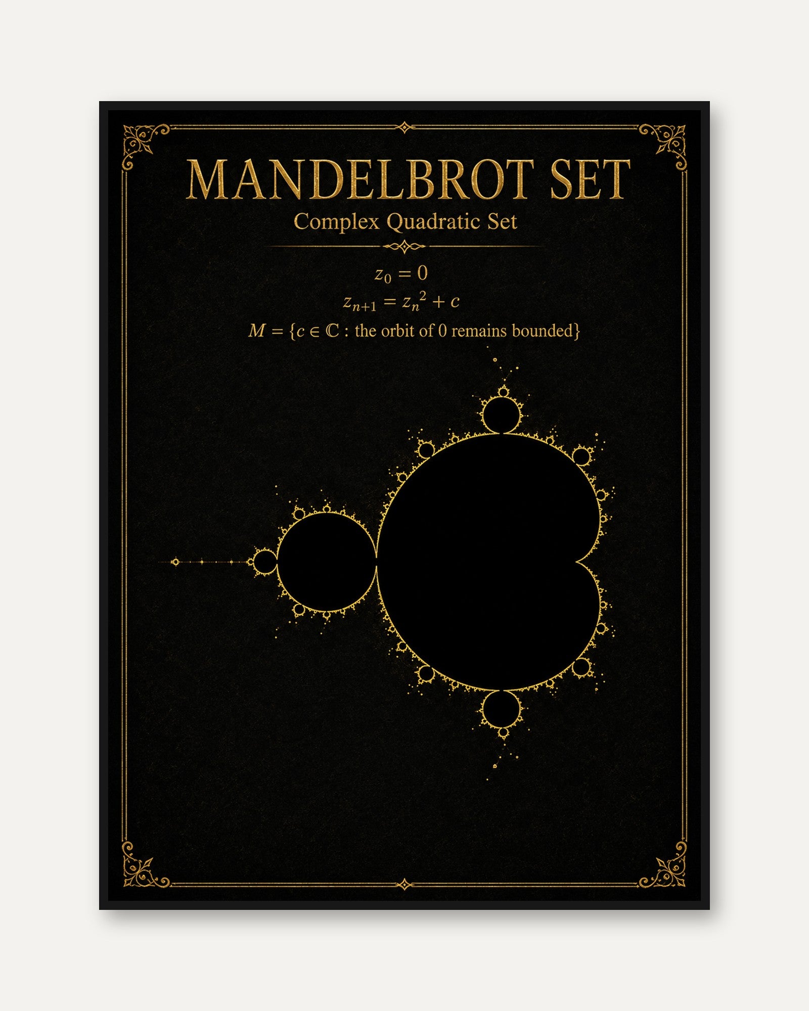 Mandelbrot Set Poster – Mathematics Wall Art - framed