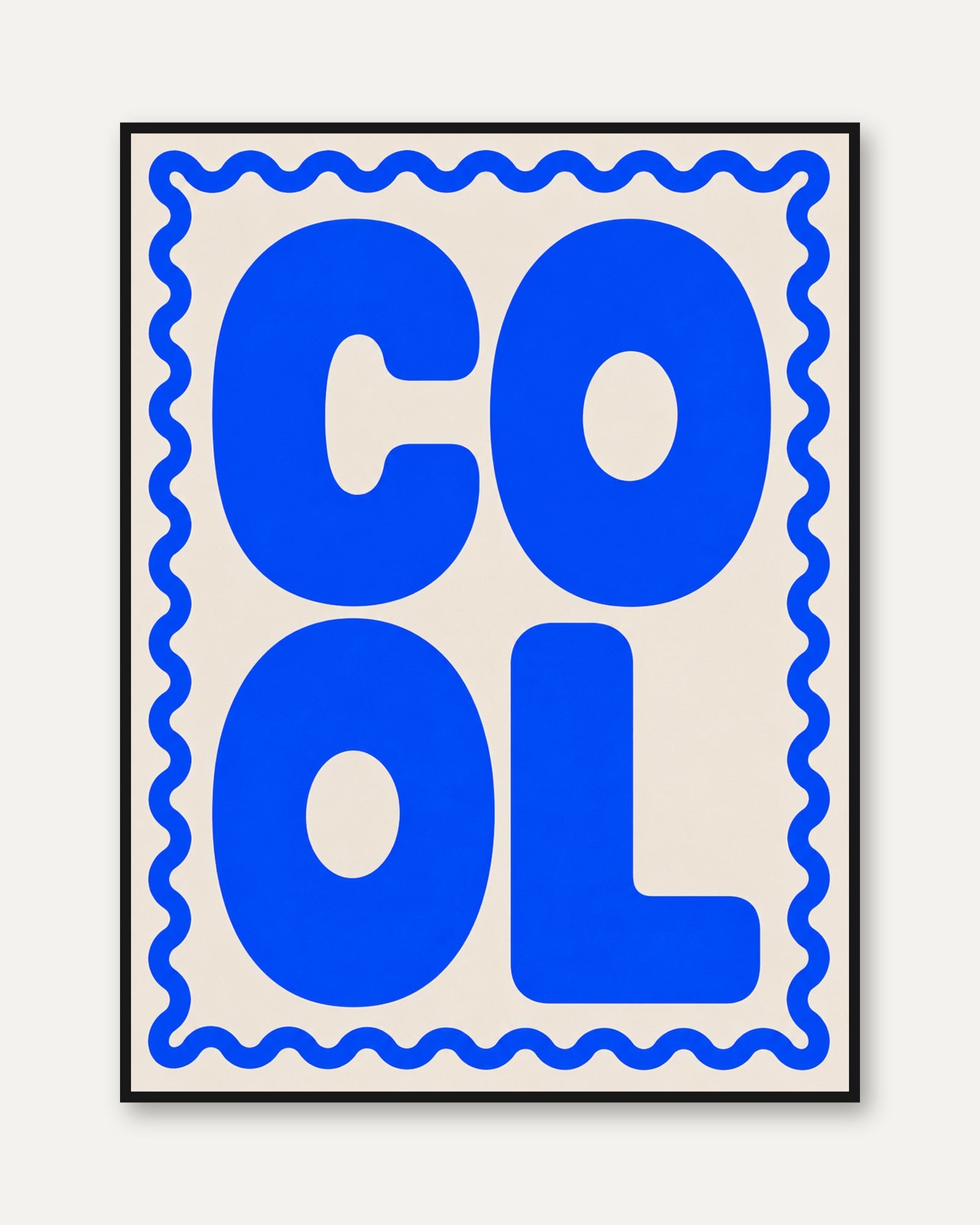 Cool Typography Print: Blue Retro Lettering Wall Art - framed