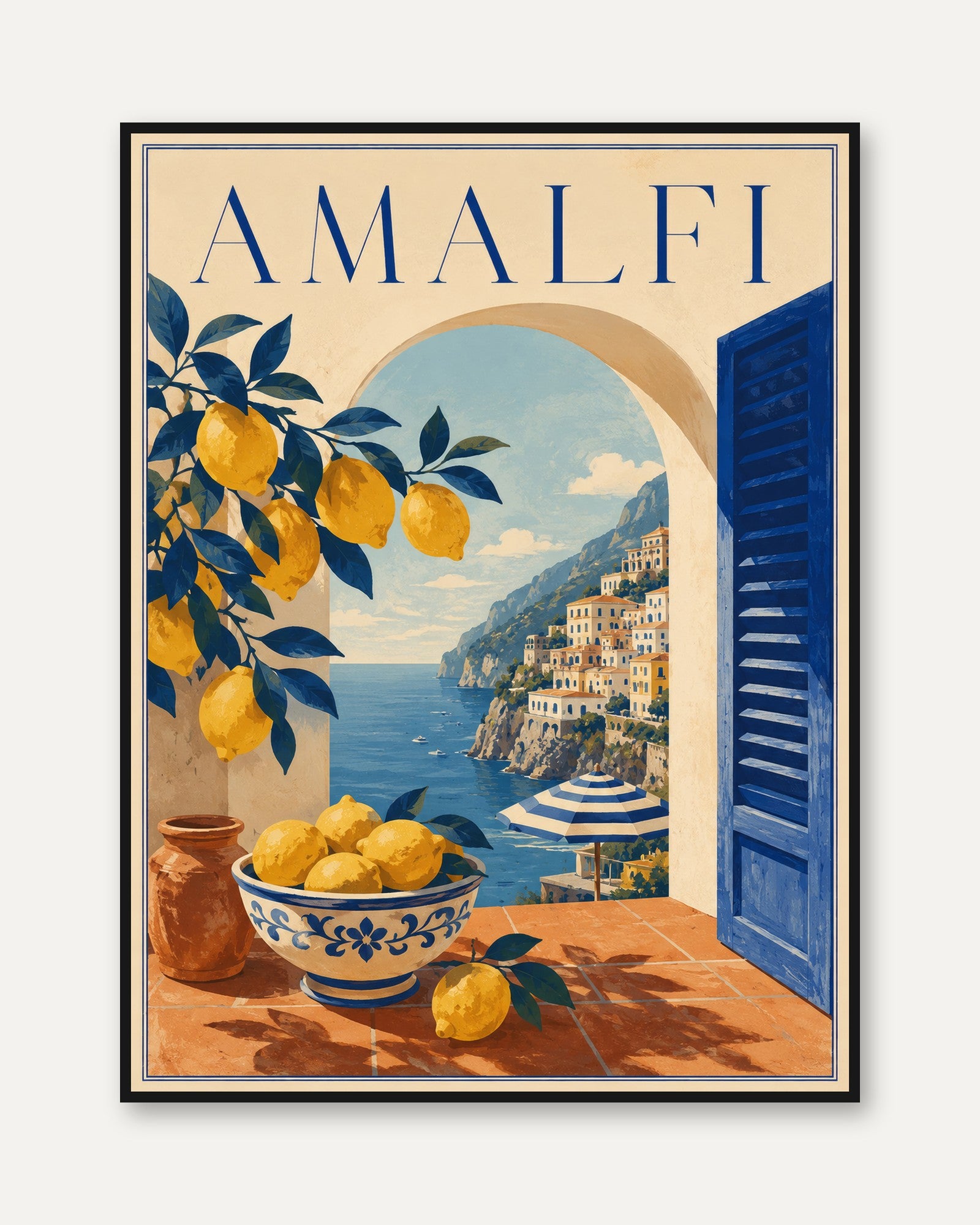 Vintage Amalfi Coast Poster - framed