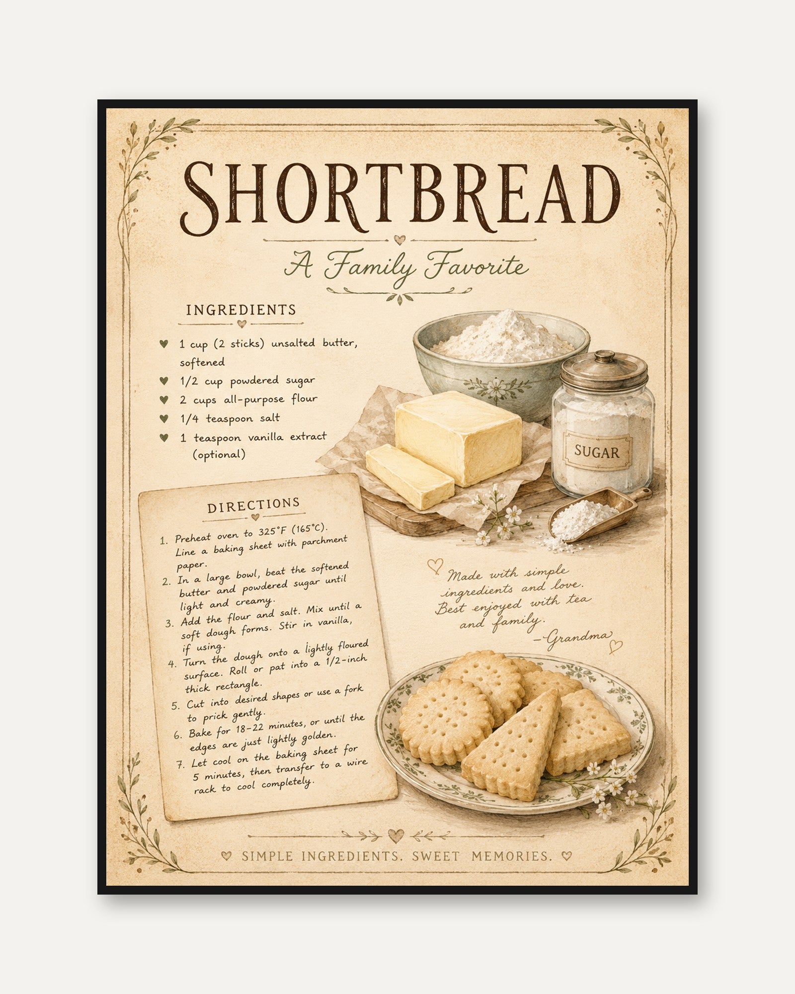 Shortbread Recipe Print - framed
