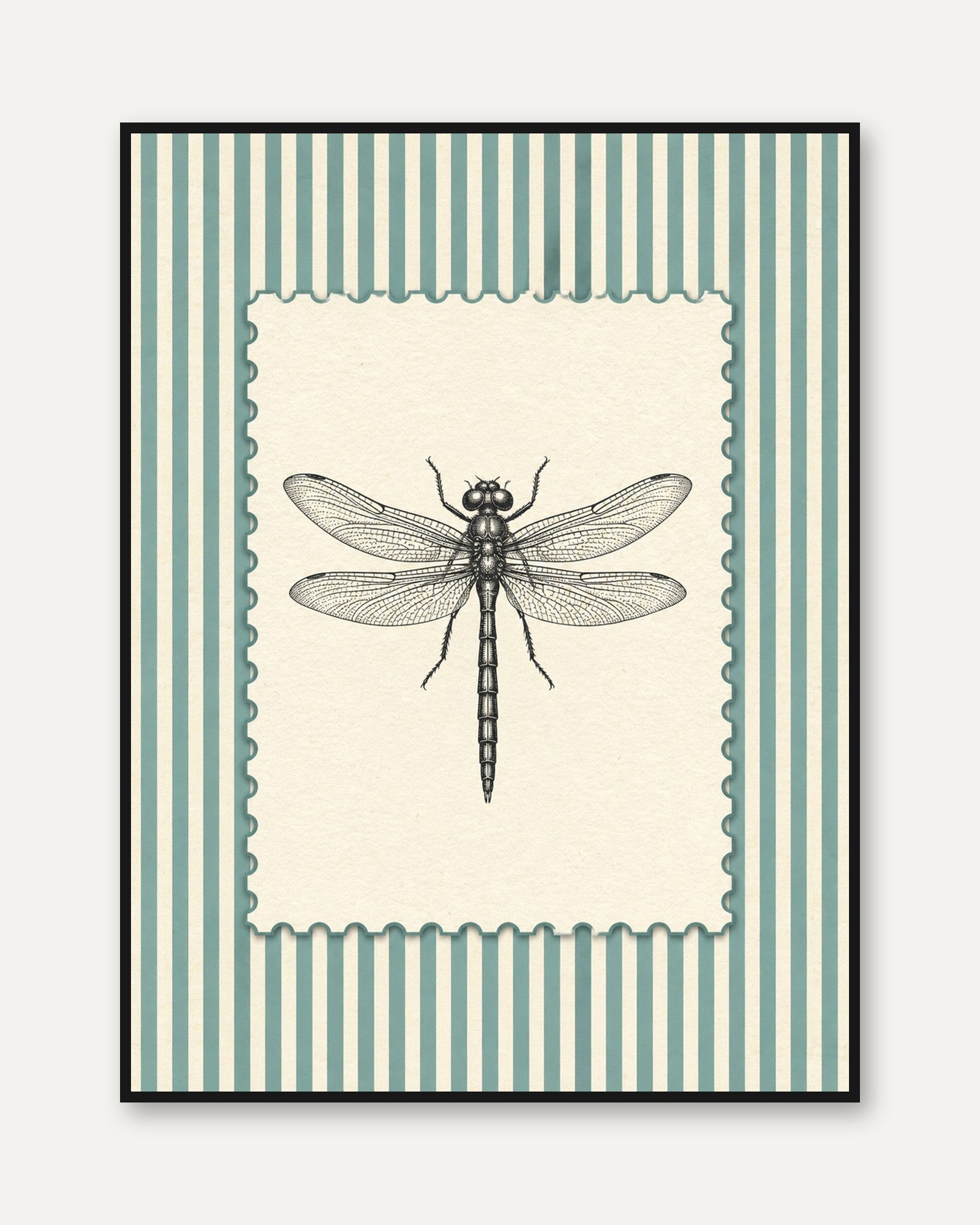 Vintage Dragonfly Print: Natural History Illustration Art - framed