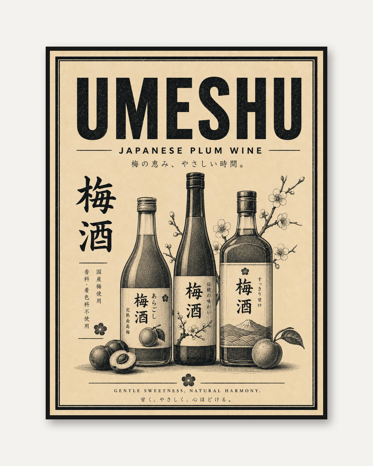 Vintage Umeshu Plum Wine Print - framed