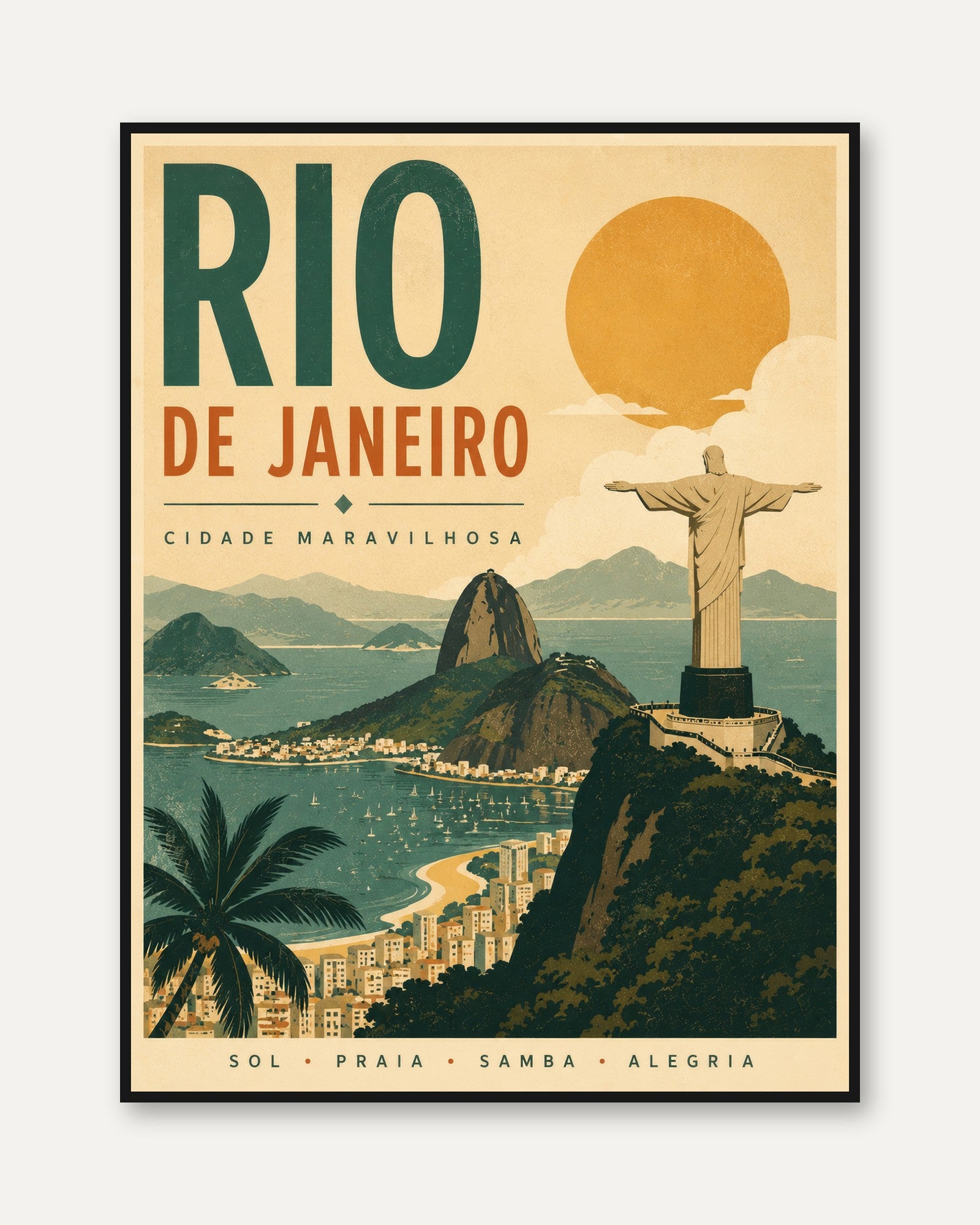 Rio de Janeiro Poster – Vintage Travel Print - framed