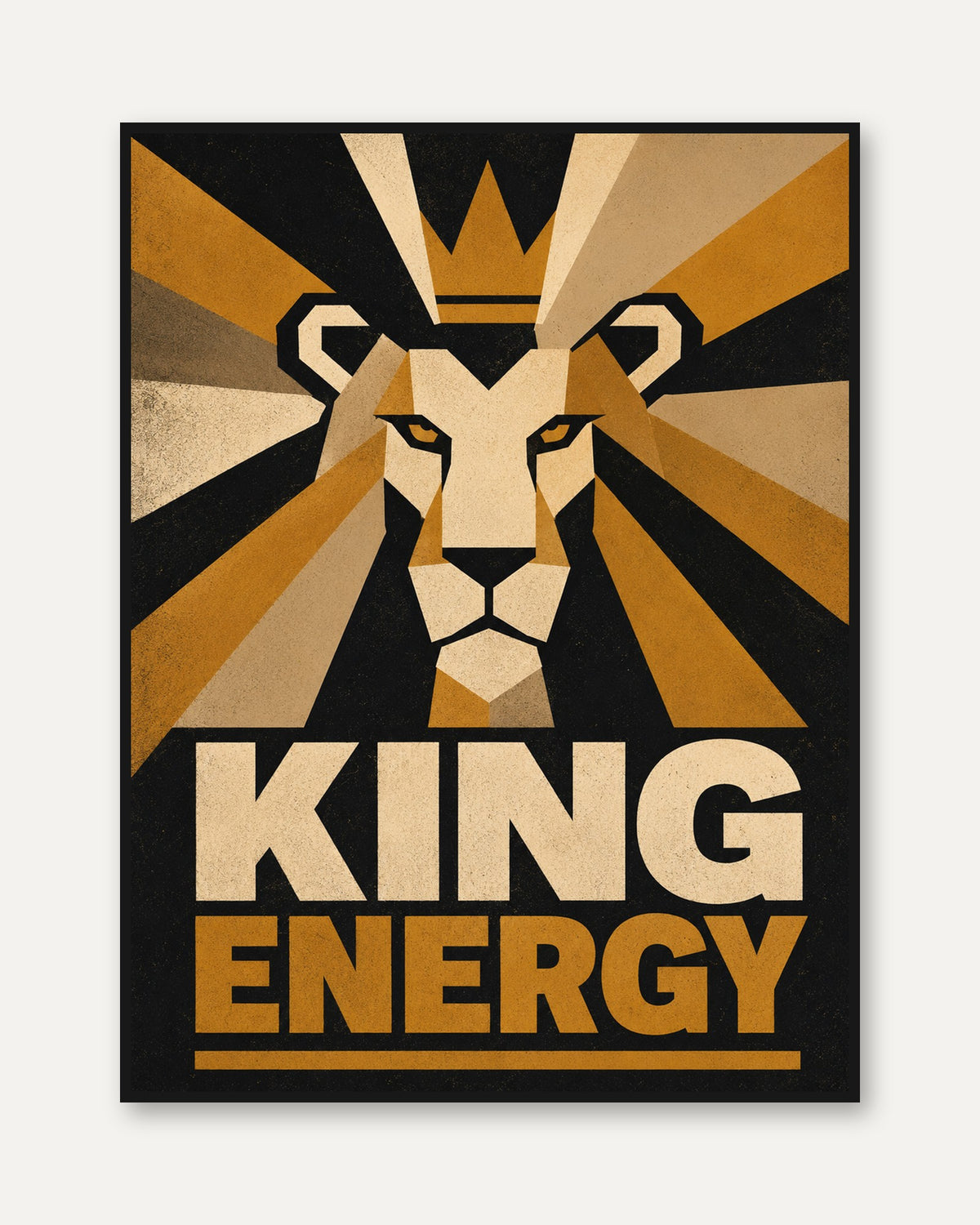Lion Wall Art – Geometric Animal Print - framed