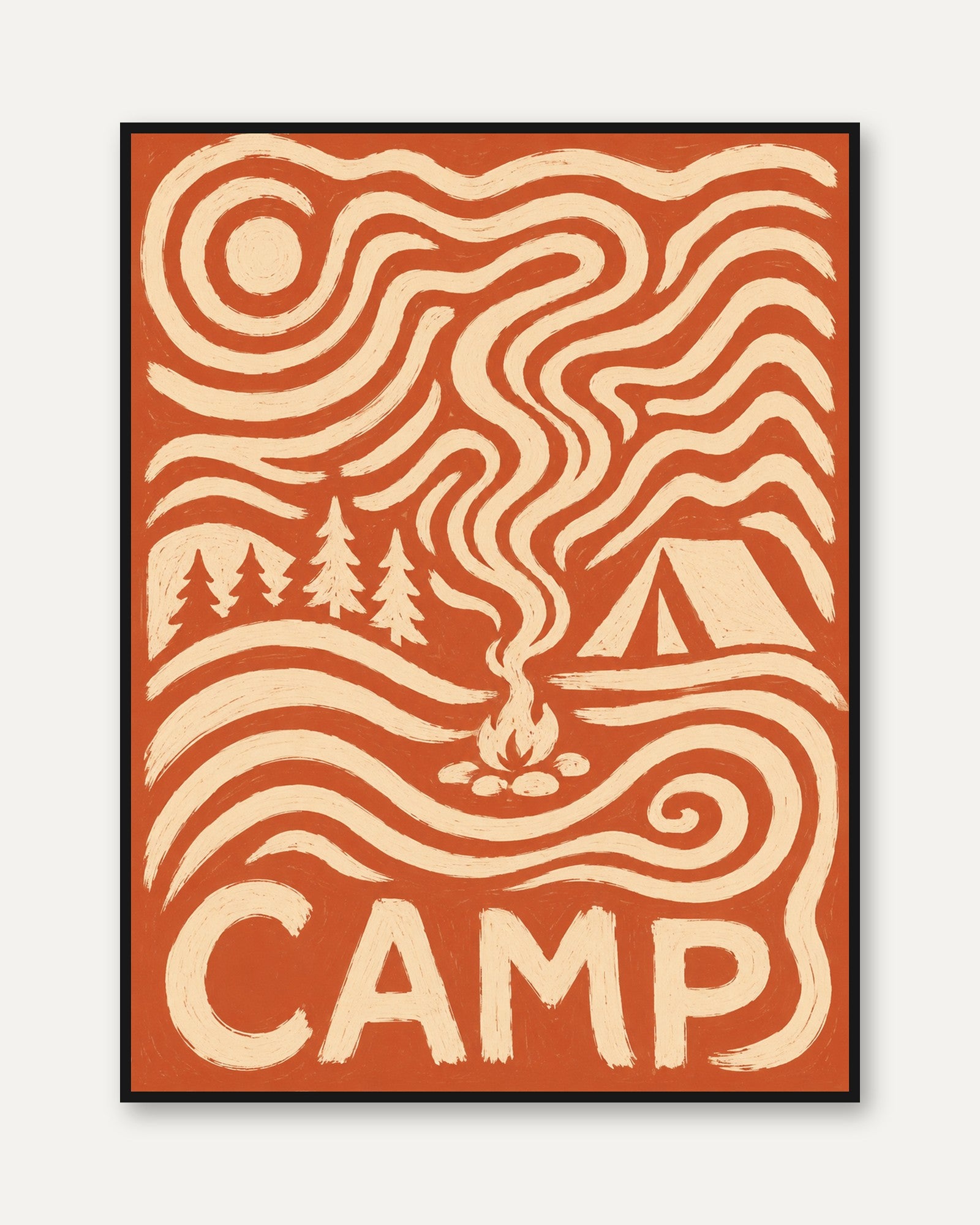 Camping Wall Art – Vintage Camp Poster - framed