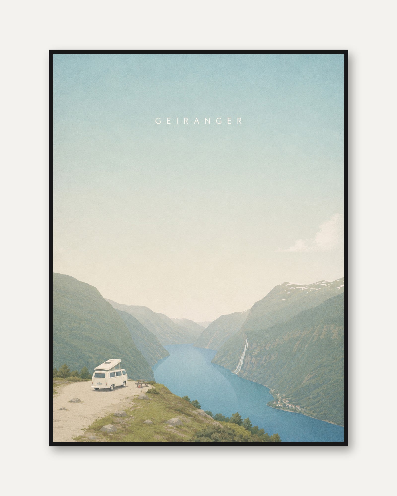 Geiranger Travel Poster – Norway Fjord Print - framed