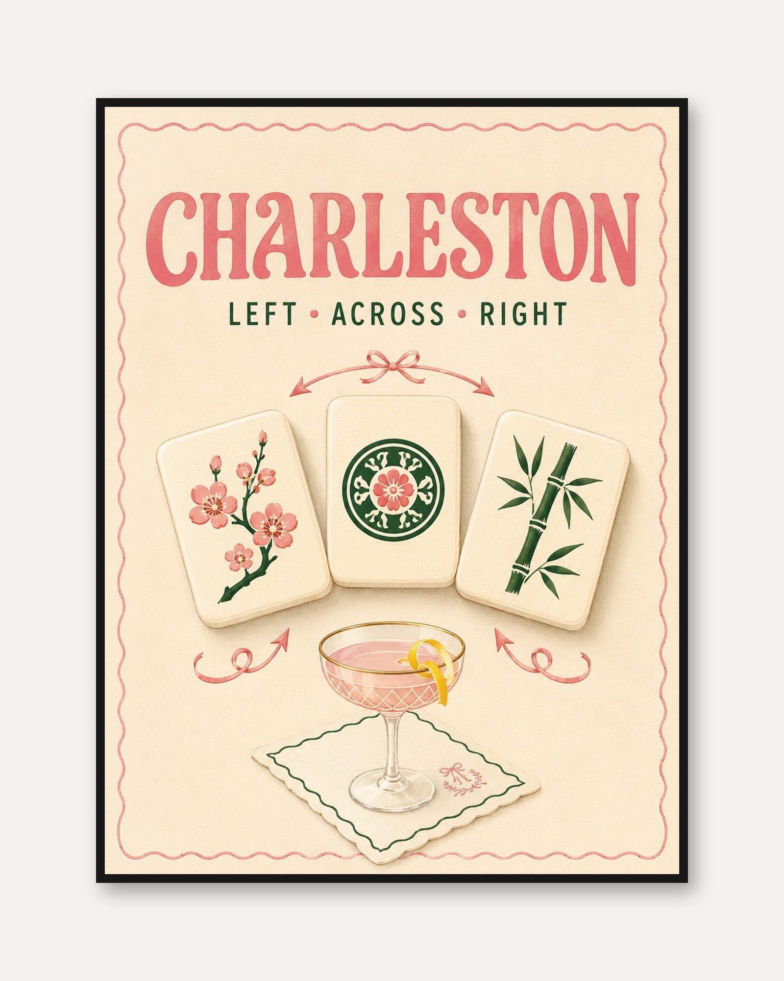 Mahjong Wall Art – Charleston Game Room Decor - framed