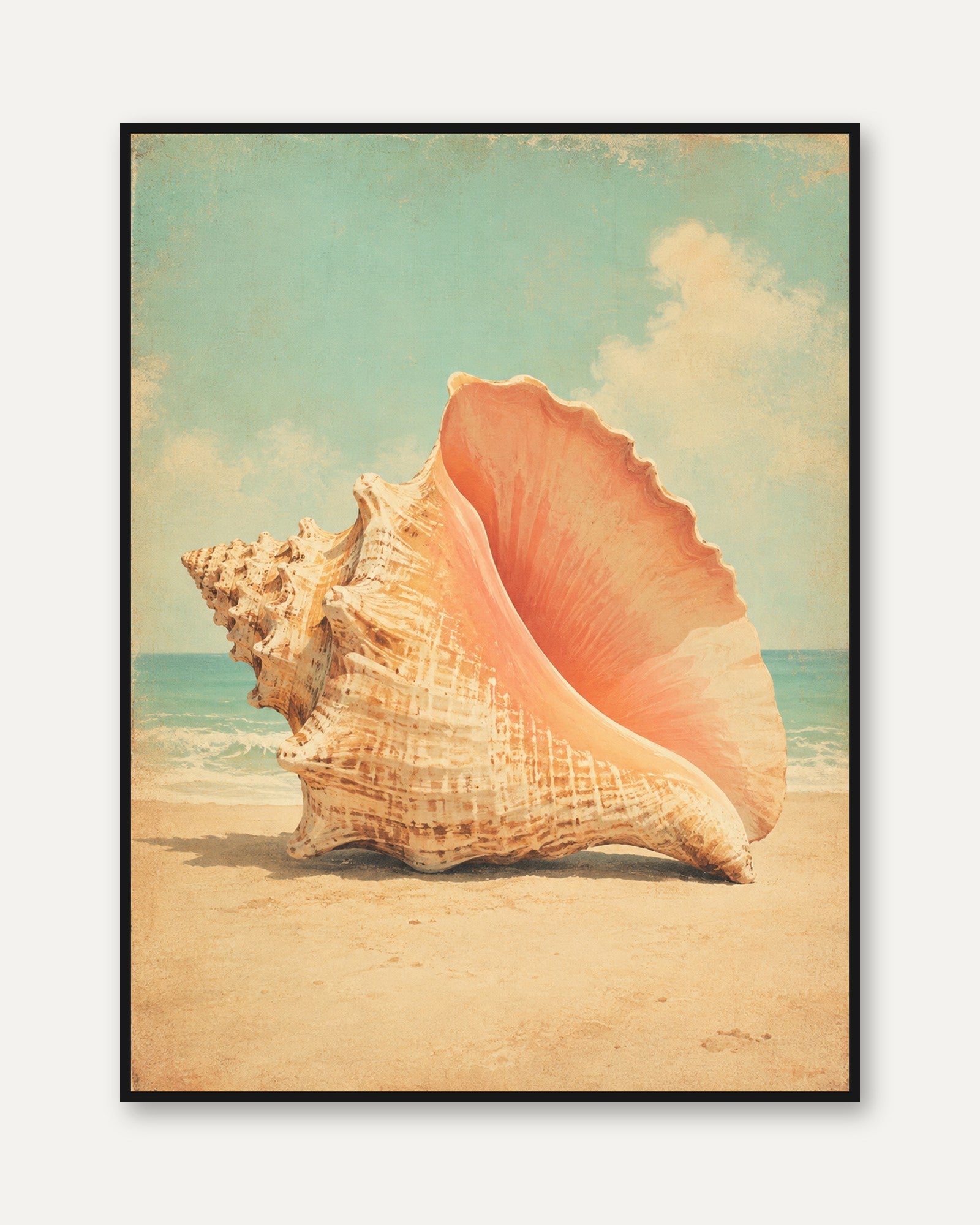 Seashell Wall Art – Coastal Print - framed