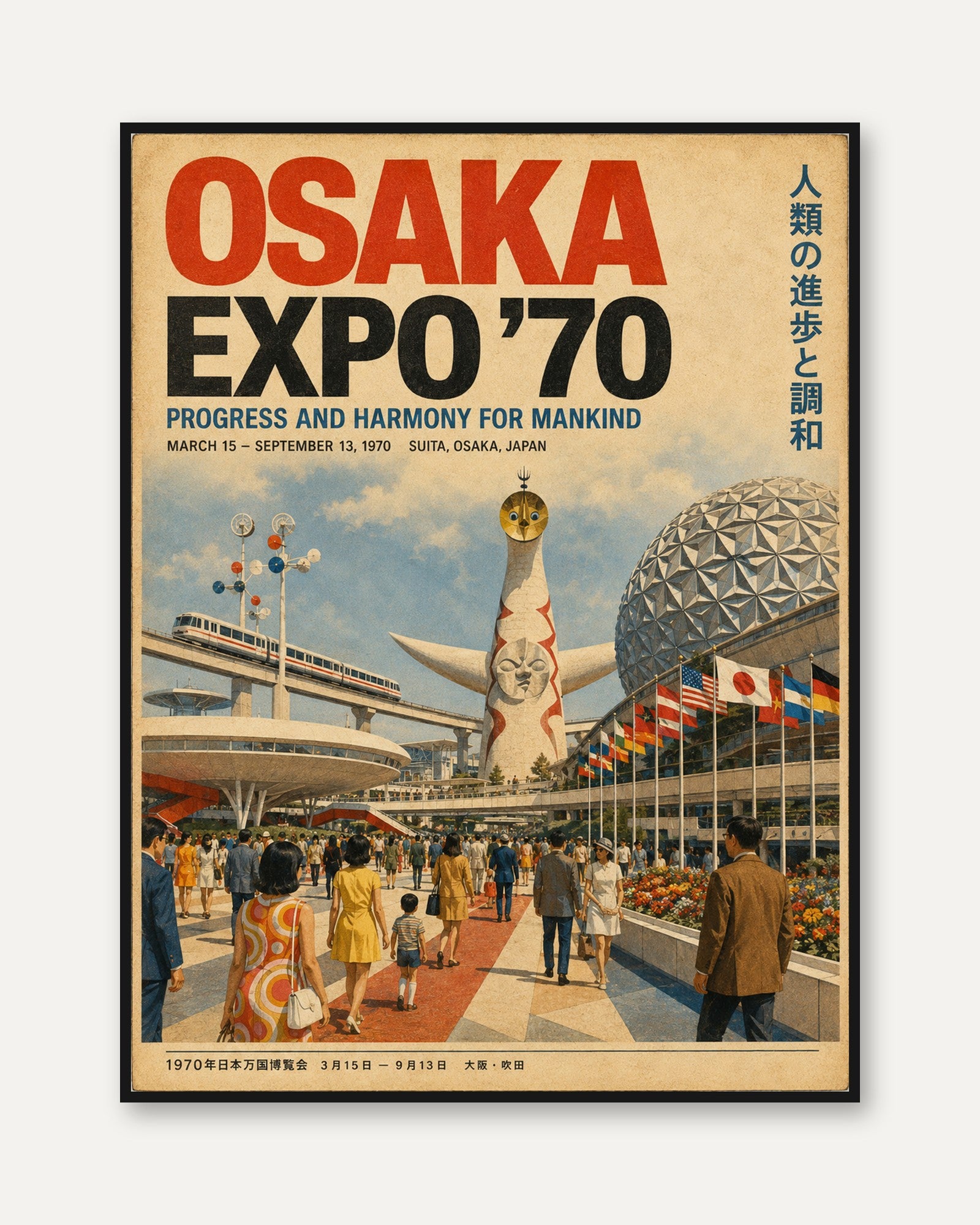 Vintage Expo Poster – Retro Japan Travel Print - framed