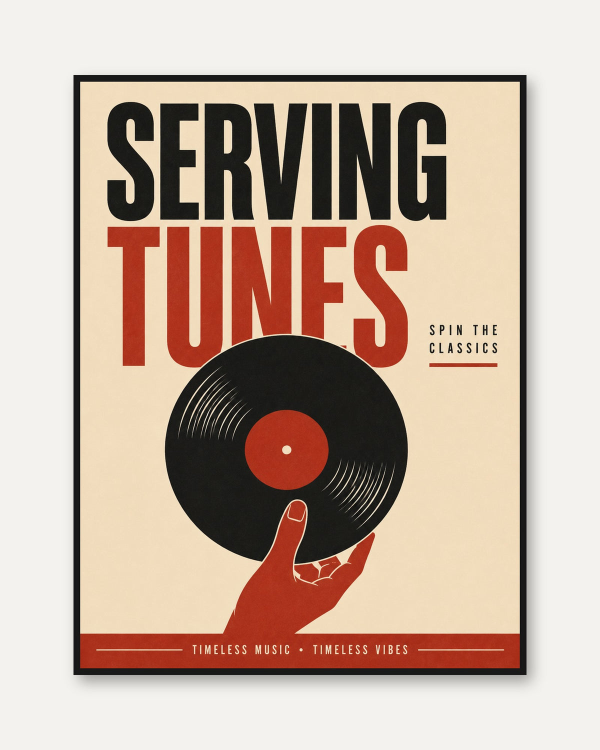 Vintage Vinyl Record Poster: Retro Music Typography Art Print - framed