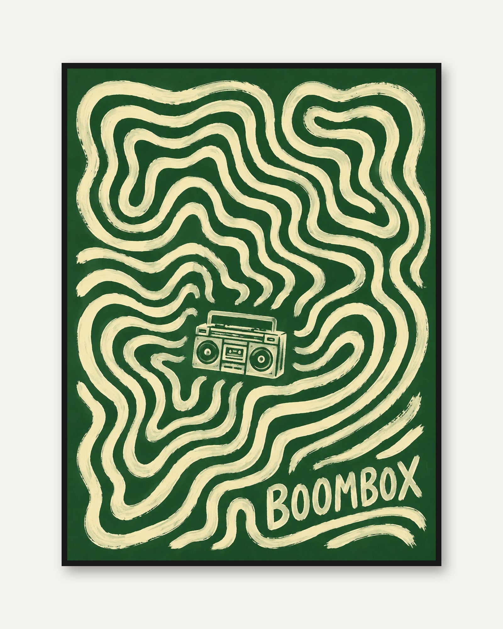 Retro Music Wall Art – Vintage Boombox Print - framed