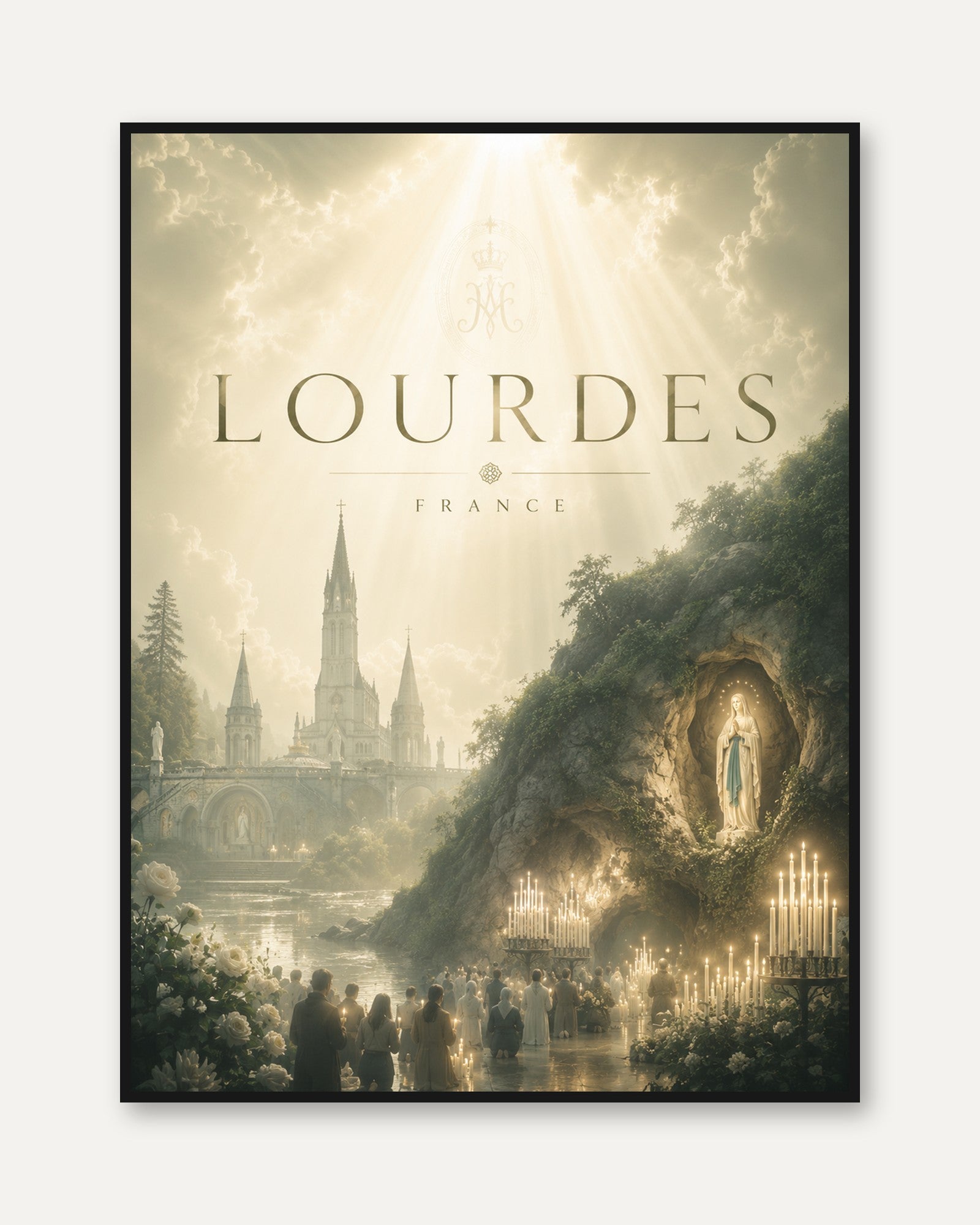 France Travel Poster – Lourdes Print - framed